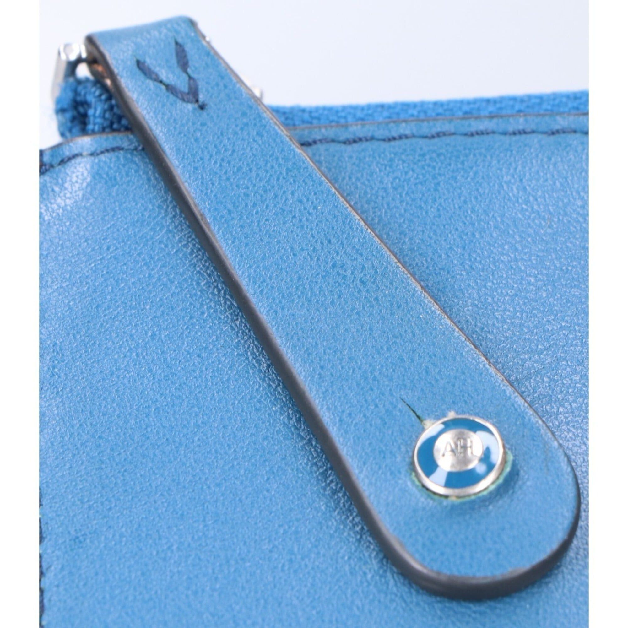 Anya Hindmarch Anya Hindmarch Smile L-shaped zipper leather clutch bag, second blue, for women. Size ONE SIZE - 8 Thumbnail