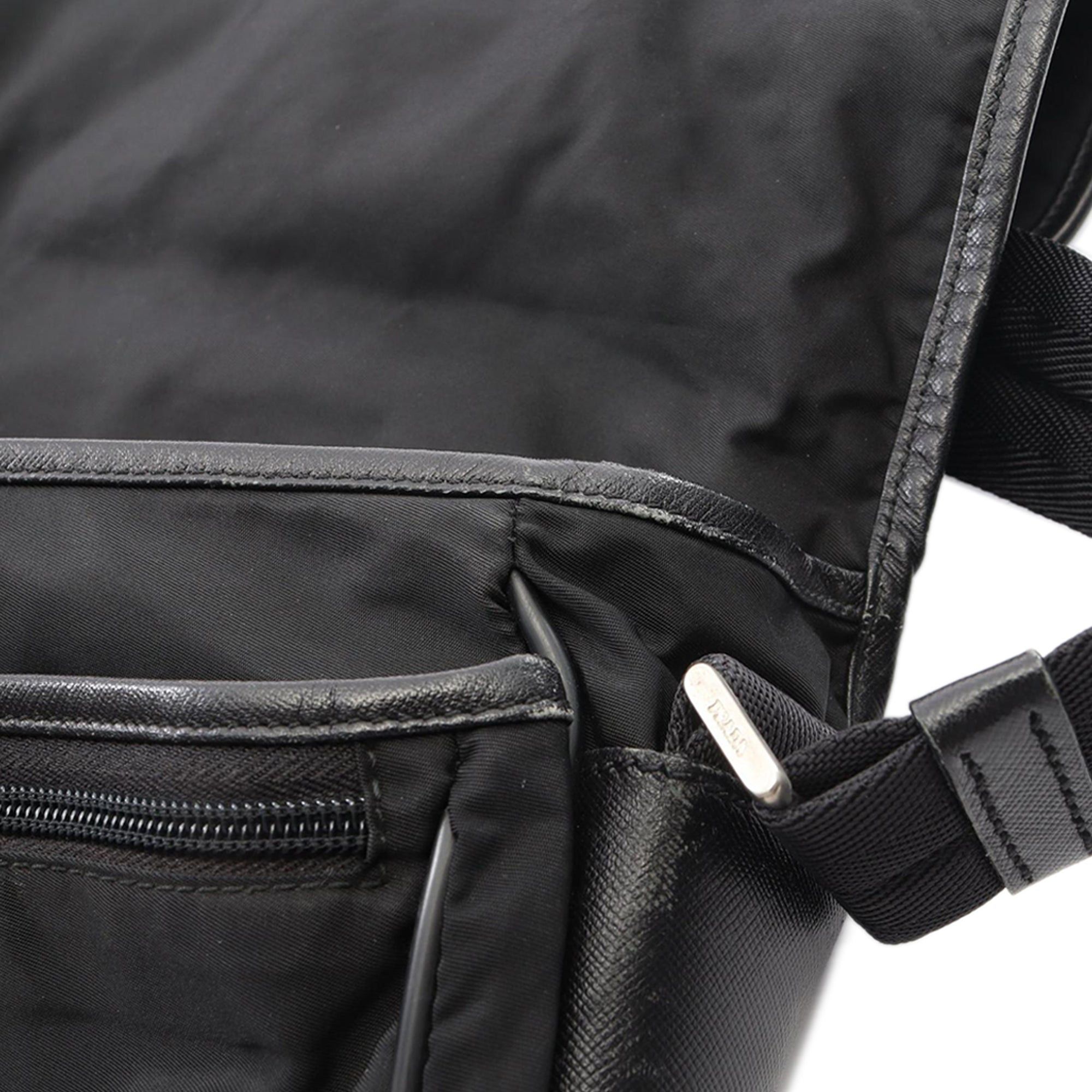 Prada Saffiano Trimmed Tessuto Buckle Messenger Bag Size ONE SIZE - 6 Thumbnail