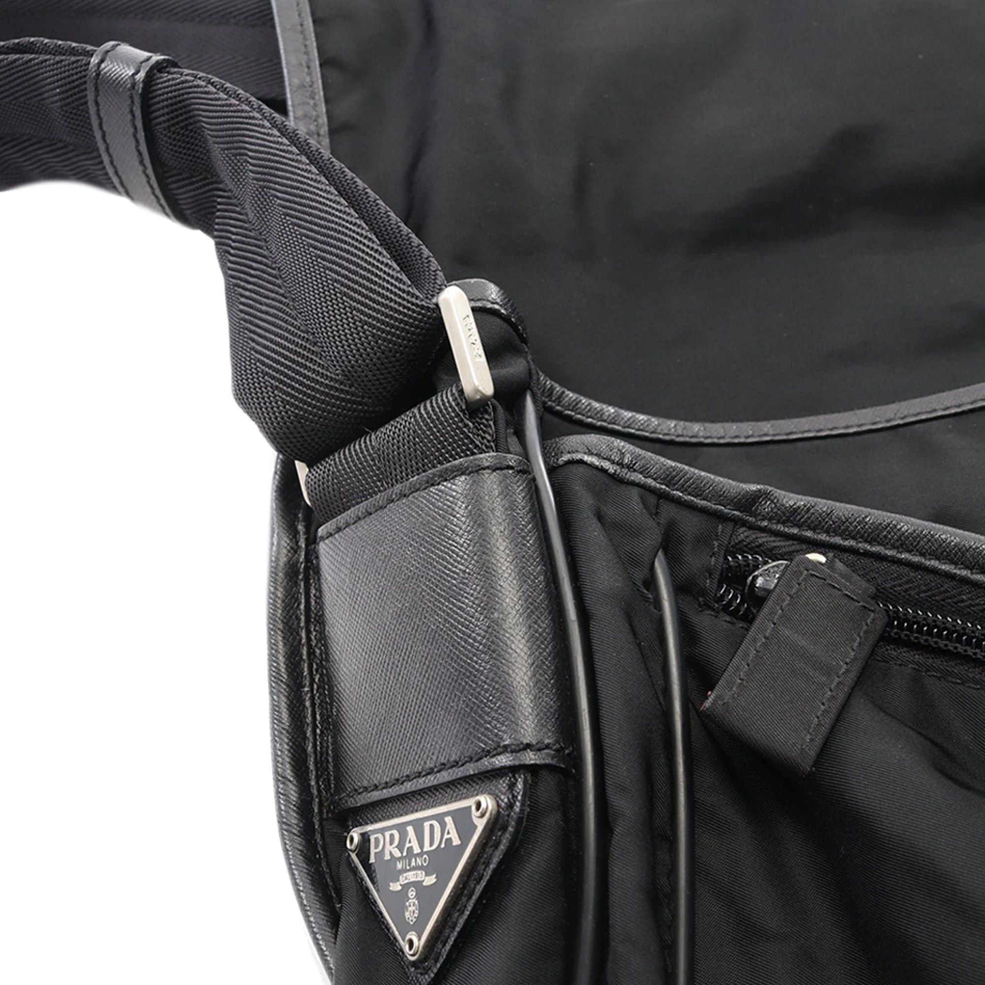 Prada Saffiano Trimmed Tessuto Buckle Messenger Bag Size ONE SIZE - 7 Thumbnail