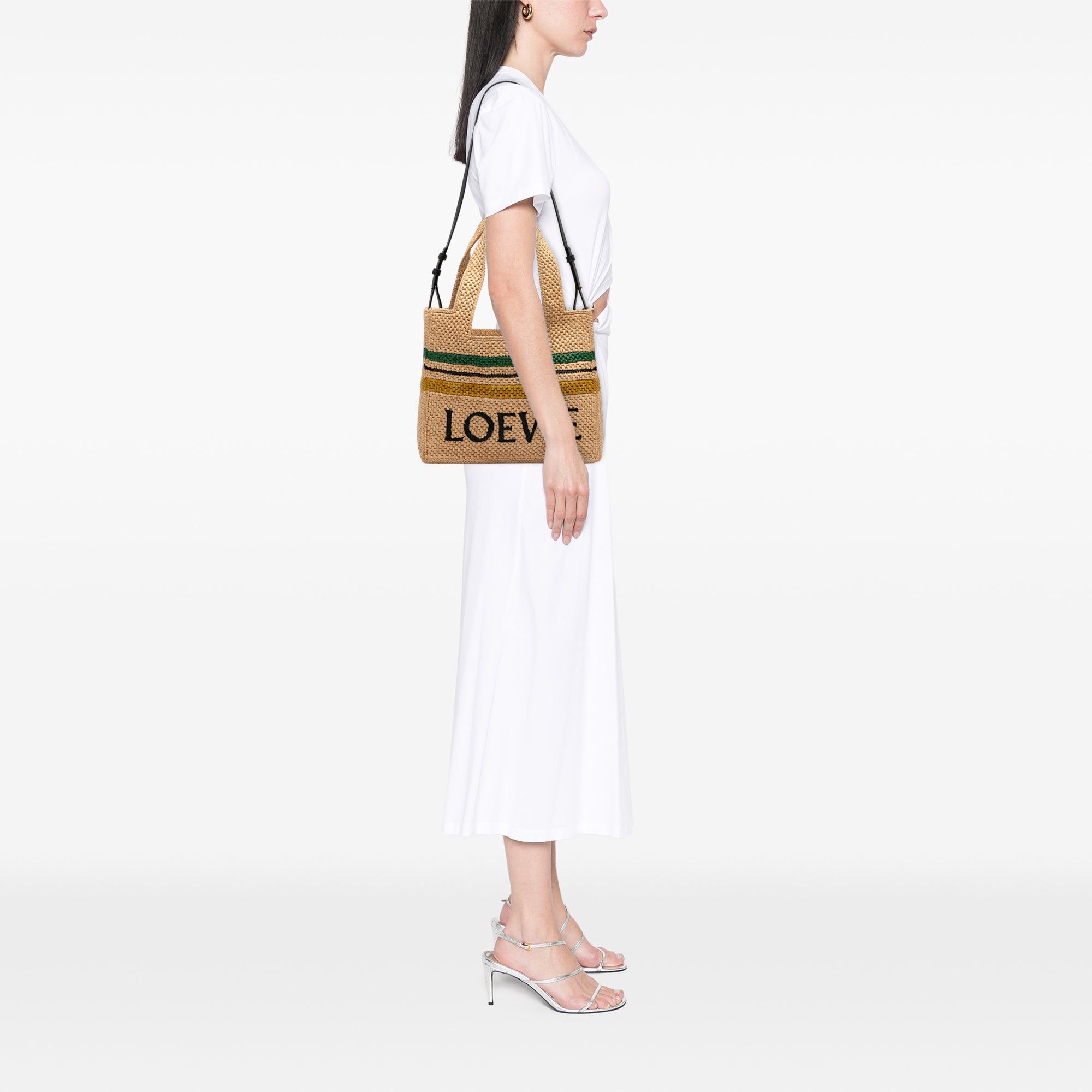 Loewe Paulas Ibiza Medium Raffia Striped Font Tote Size ONE SIZE - 6 Thumbnail
