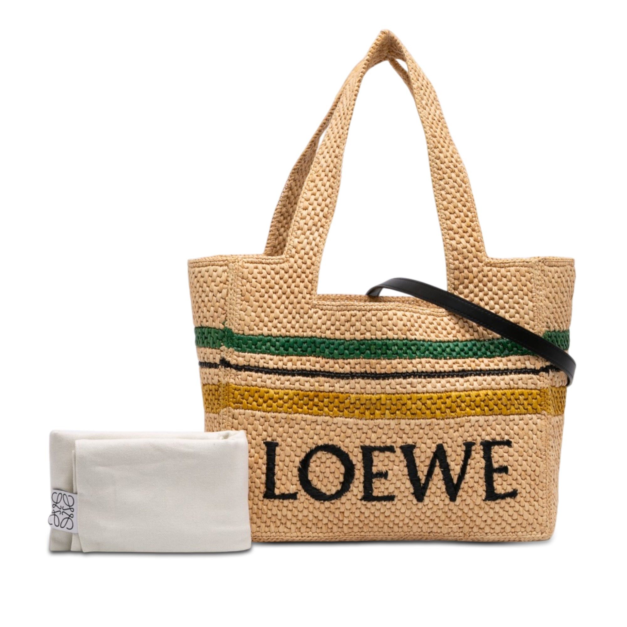 Loewe Paulas Ibiza Medium Raffia Striped Font Tote Size ONE SIZE - 7 Thumbnail
