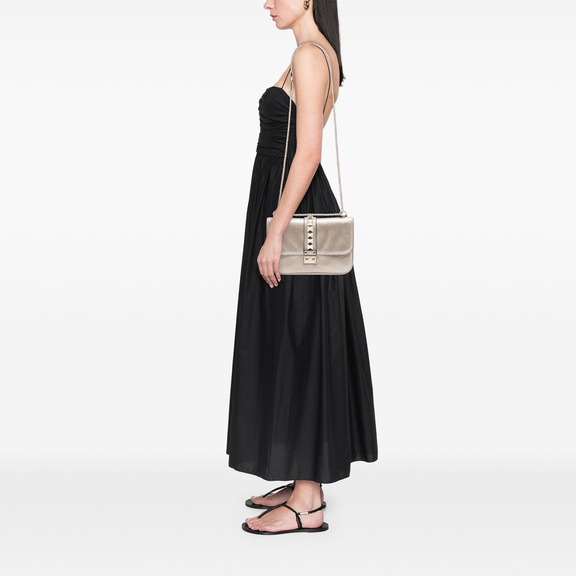Valentino Metallic Leather Rockstud Glam Lock Crossbody Size ONE SIZE - 6 Thumbnail