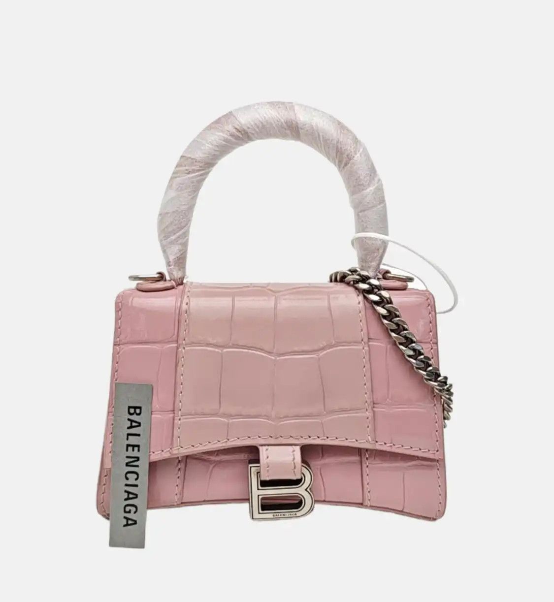 Balenciaga BALENCIAGA Hourglass mini light pinkcowhide leather crocodile shoulder bag handb Size ONE SIZE - 7 Thumbnail