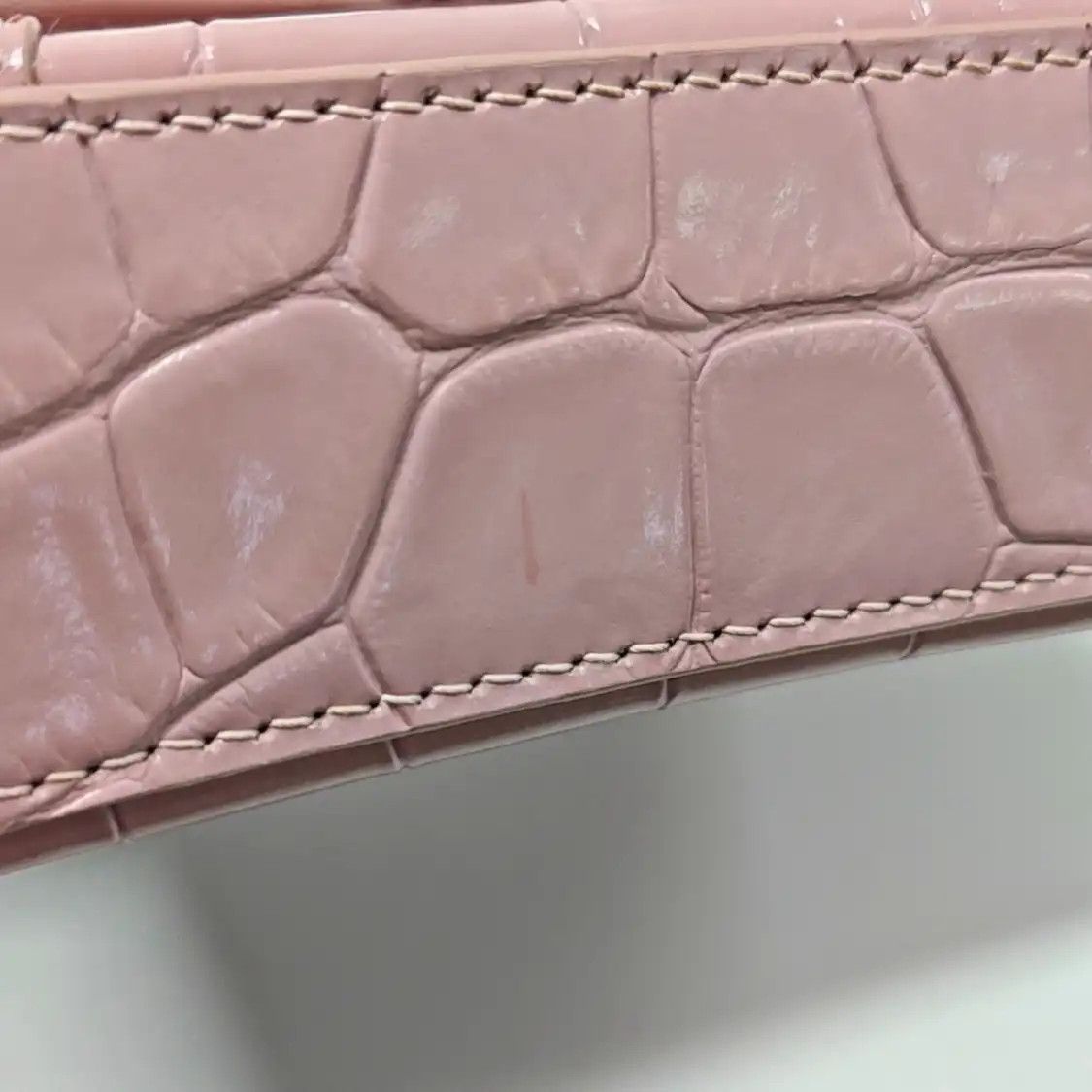 Balenciaga BALENCIAGA Hourglass mini light pinkcowhide leather crocodile shoulder bag handb Size ONE SIZE - 9 Thumbnail