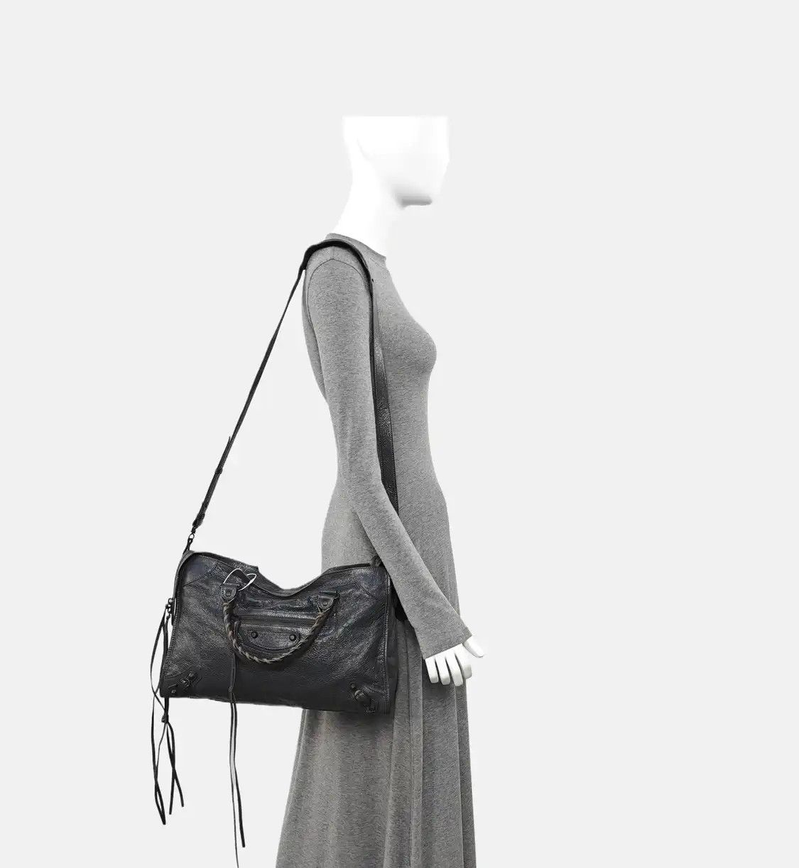 Balenciaga BALENCIAGA Classic City Medium grey sheepskin stud fringe Motorcycle shoulder ba Size ONE SIZE - 2 Thumbnail