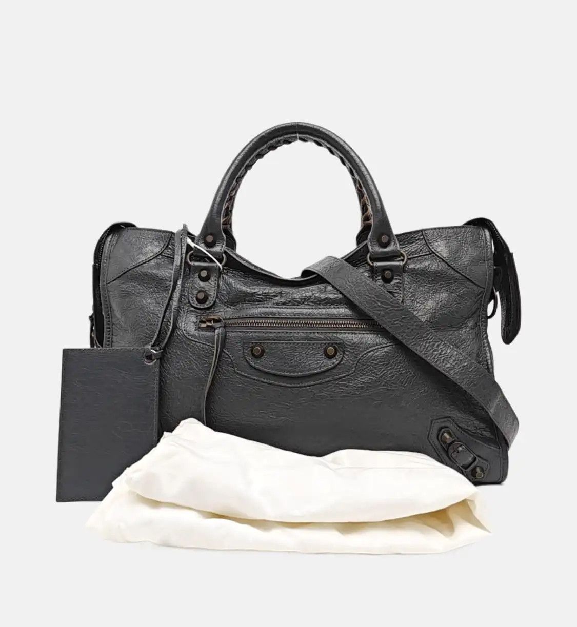 Balenciaga BALENCIAGA Classic City Medium grey sheepskin stud fringe Motorcycle shoulder ba Size ONE SIZE - 8 Thumbnail