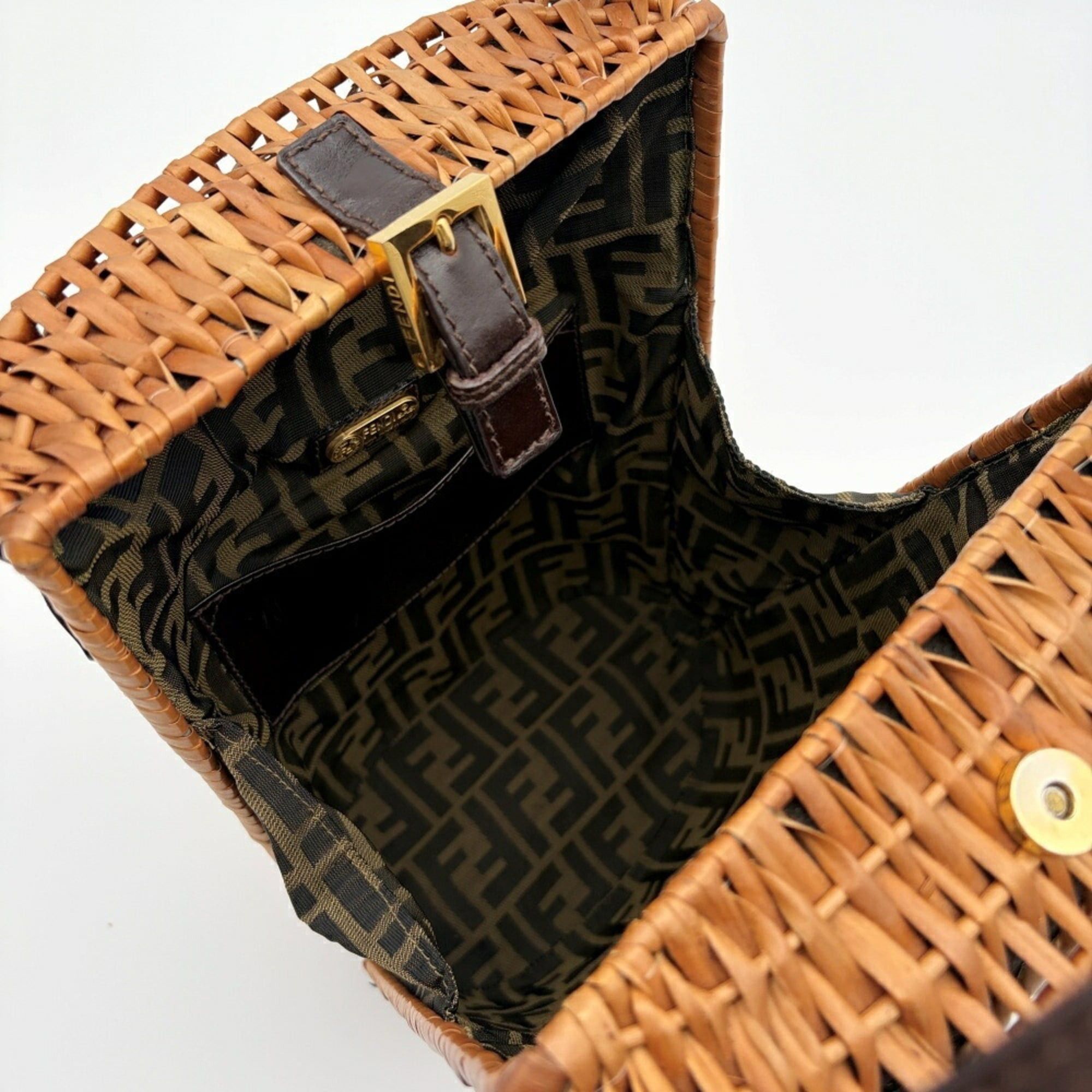 Fendi Fendi Zucca bag, rattan and leather, brown/dark brown, resort style. Size ONE SIZE - 17 Thumbnail