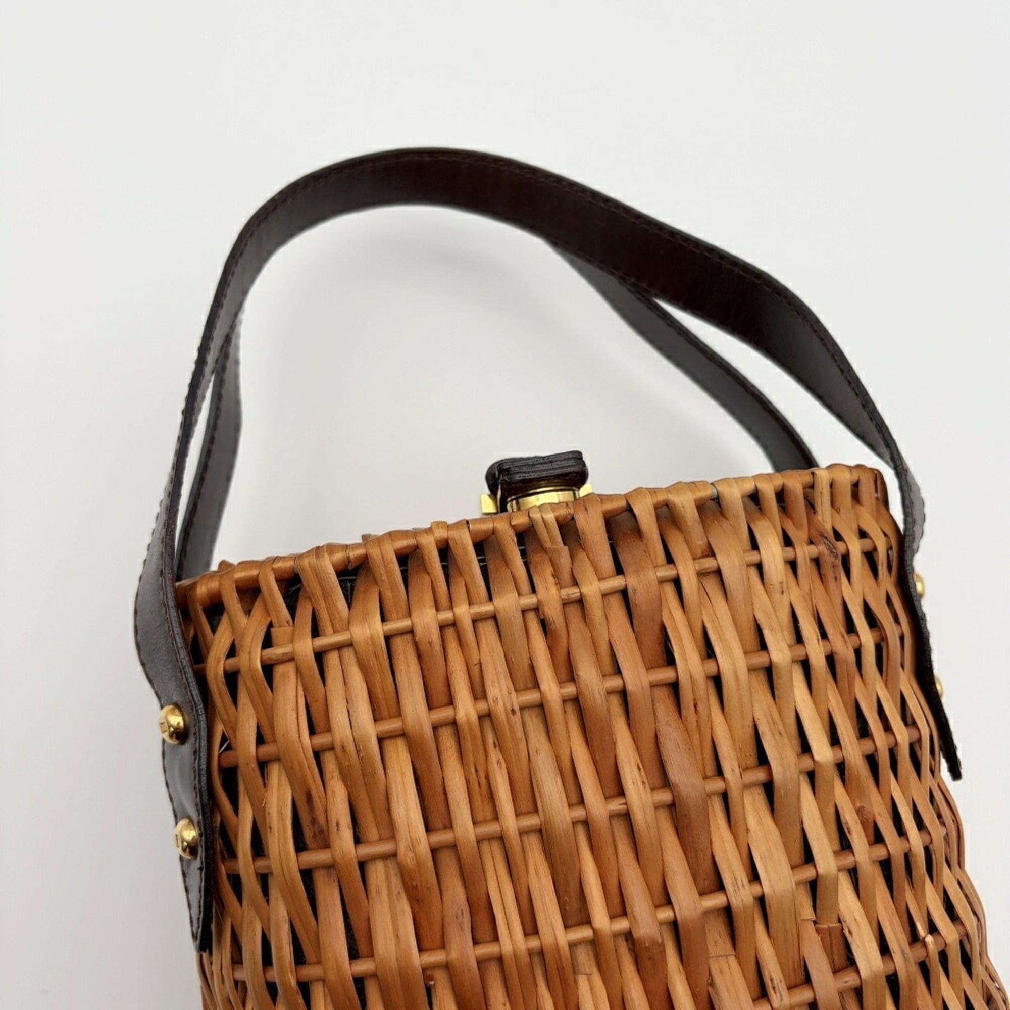 Fendi Fendi Zucca bag, rattan and leather, brown/dark brown, resort style. Size ONE SIZE - 8 Thumbnail