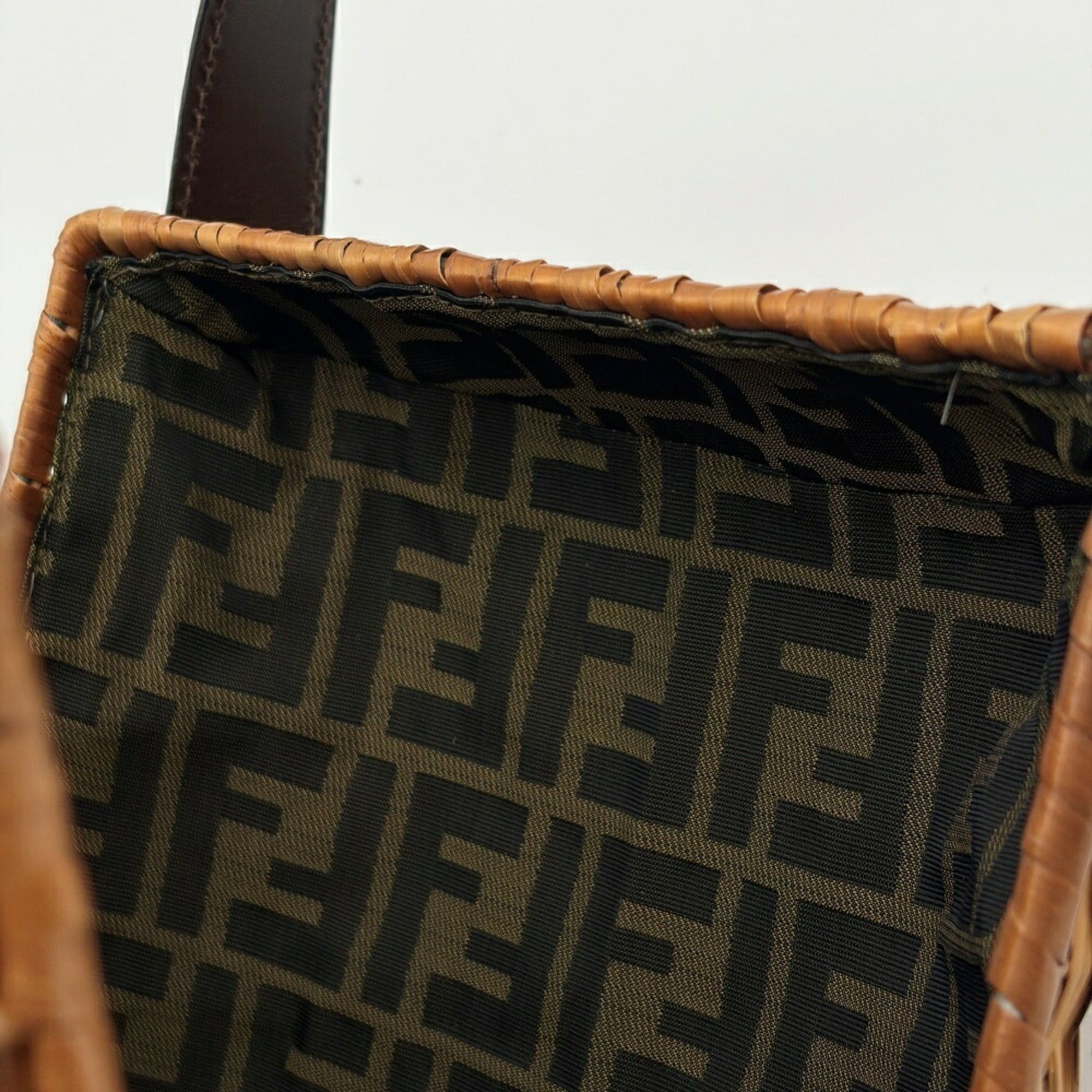Fendi Fendi Zucca bag, rattan and leather, brown/dark brown, resort style. Size ONE SIZE - 19 Thumbnail