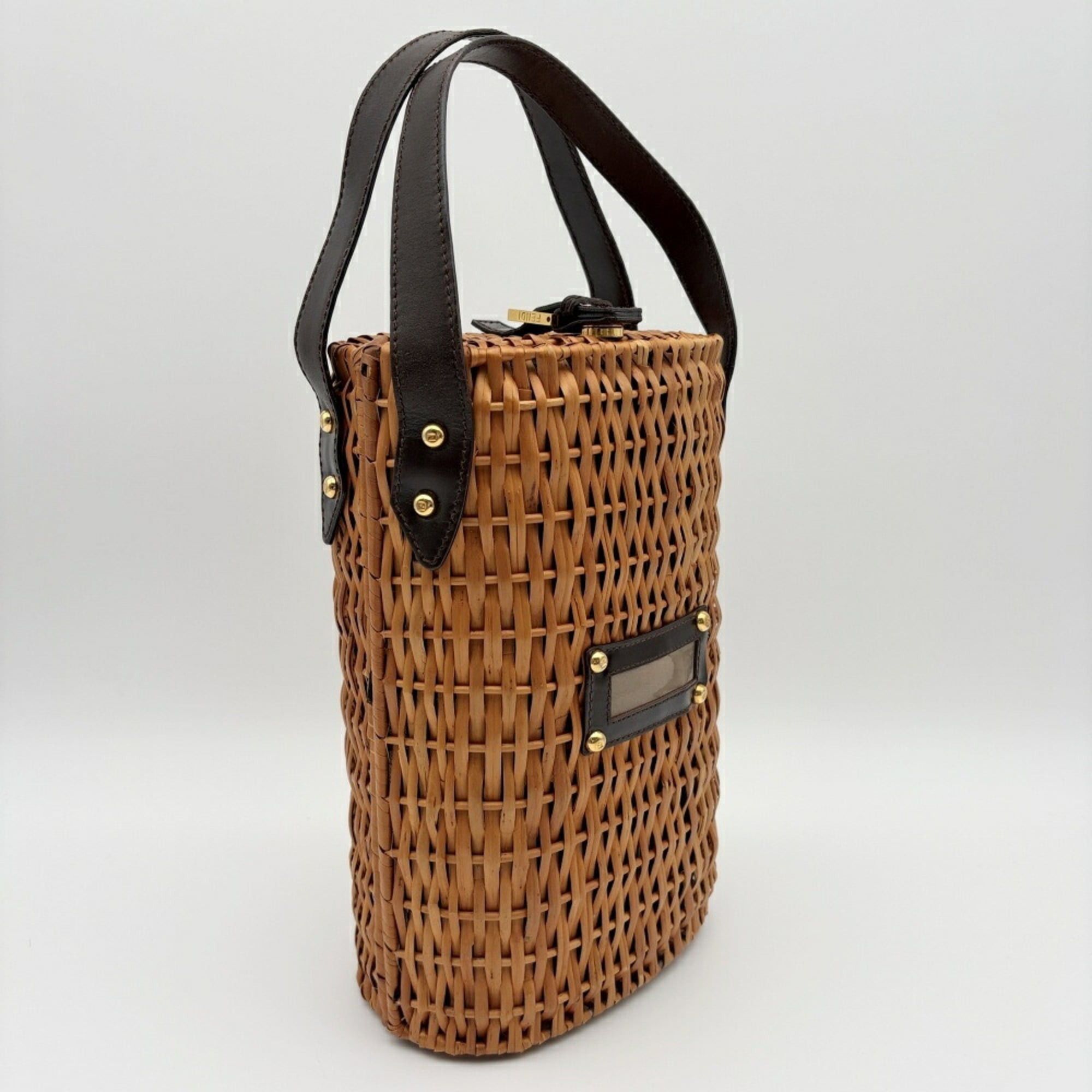 Fendi Fendi Zucca bag, rattan and leather, brown/dark brown, resort style. Size ONE SIZE - 4 Thumbnail