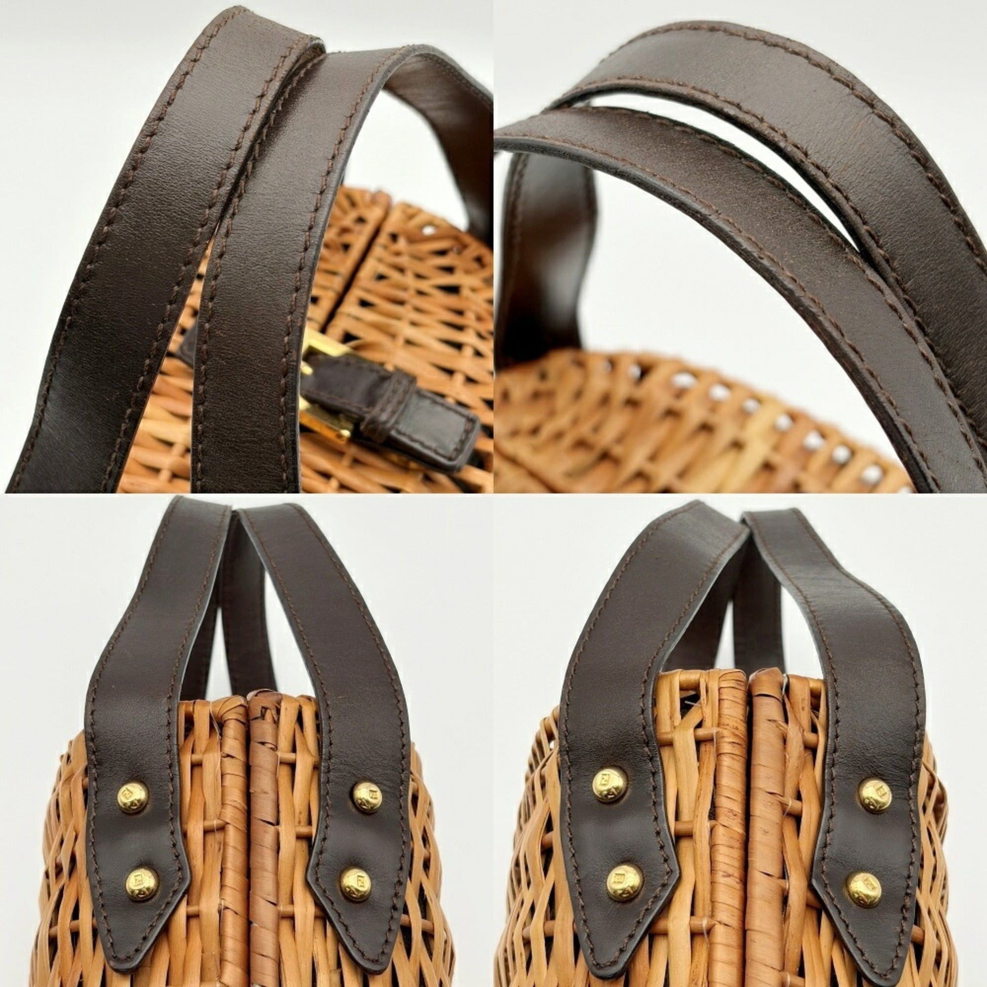 Fendi Fendi Zucca bag, rattan and leather, brown/dark brown, resort style. Size ONE SIZE - 11 Thumbnail