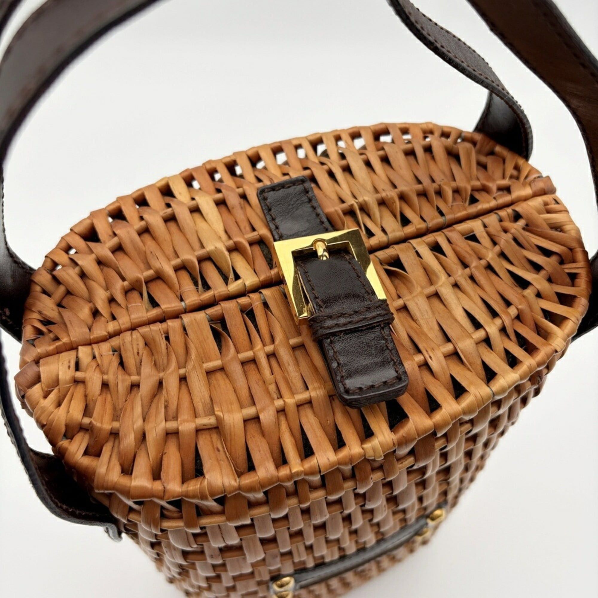 Fendi Fendi Zucca bag, rattan and leather, brown/dark brown, resort style. Size ONE SIZE - 9 Thumbnail