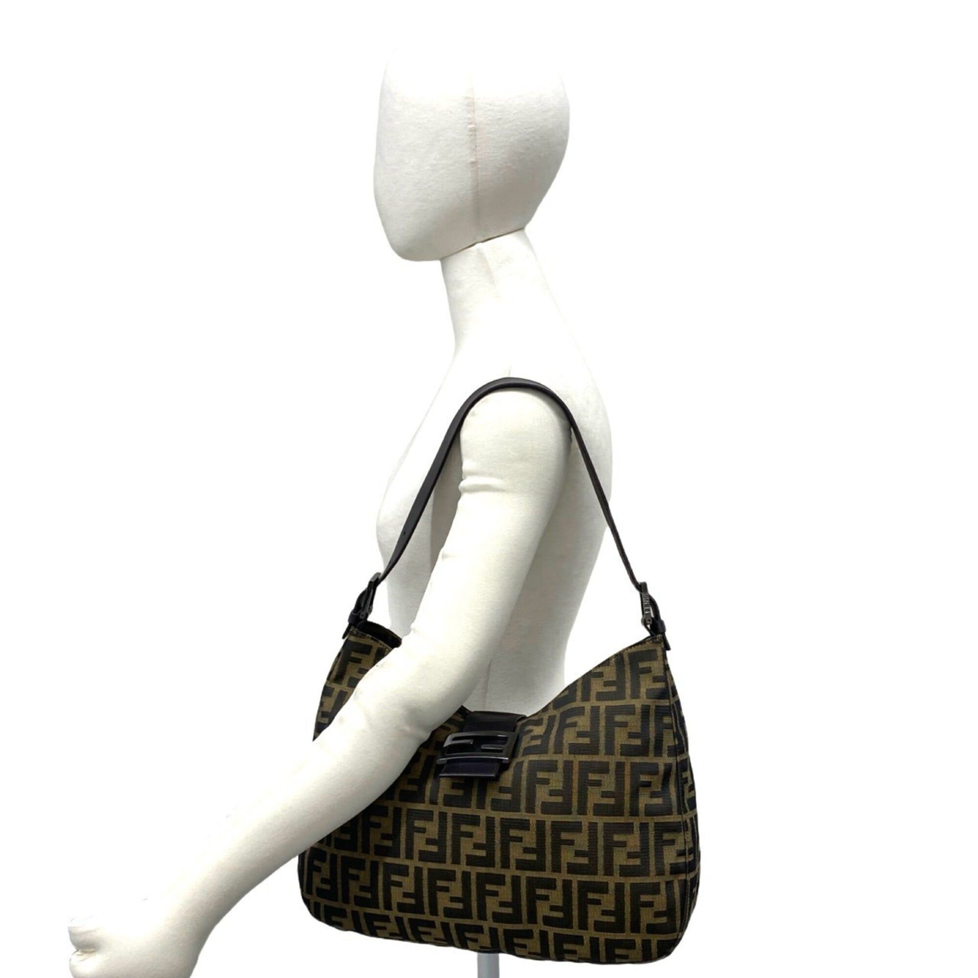 Fendi FENDI Vintage Mamma Bucket Zucca FF Pattern Canvas Leather Semi One Shoulder Bag Brown 02211 Size ONE SIZE - 2 Thumbnail