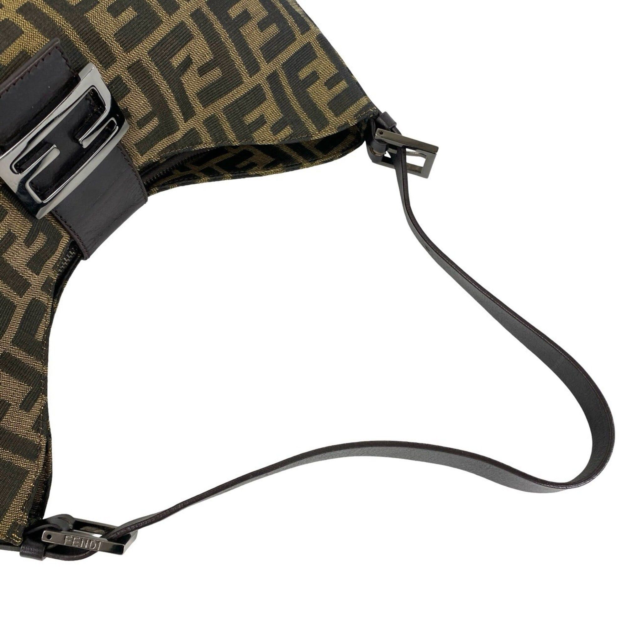 Fendi FENDI Vintage Mamma Bucket Zucca FF Pattern Canvas Leather Semi One Shoulder Bag Brown 02211 Size ONE SIZE - 4 Thumbnail