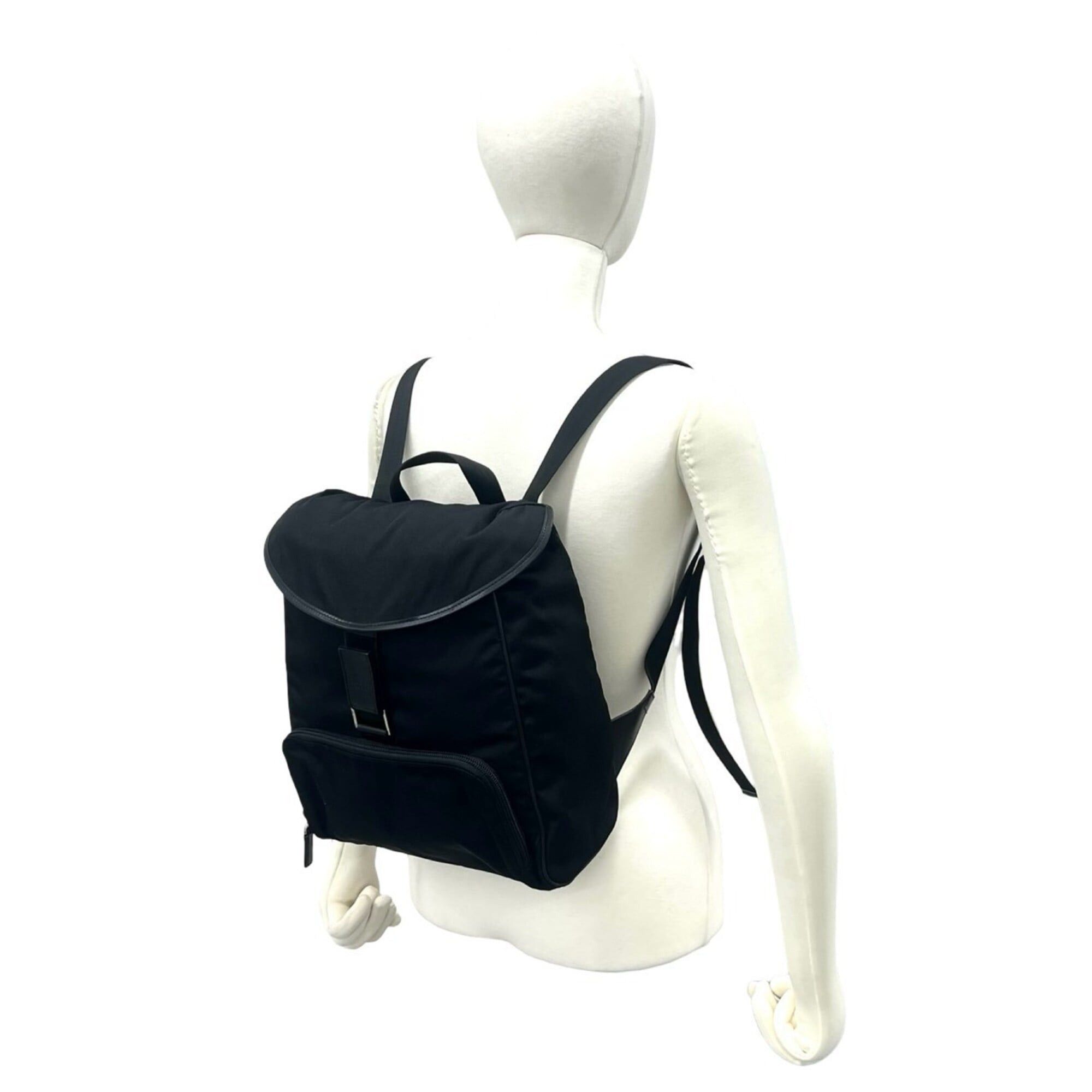 Gucci GUCCI logo embossed nylon and leather backpack/daypack for women, black, 17002 Size ONE SIZE - 2 Thumbnail