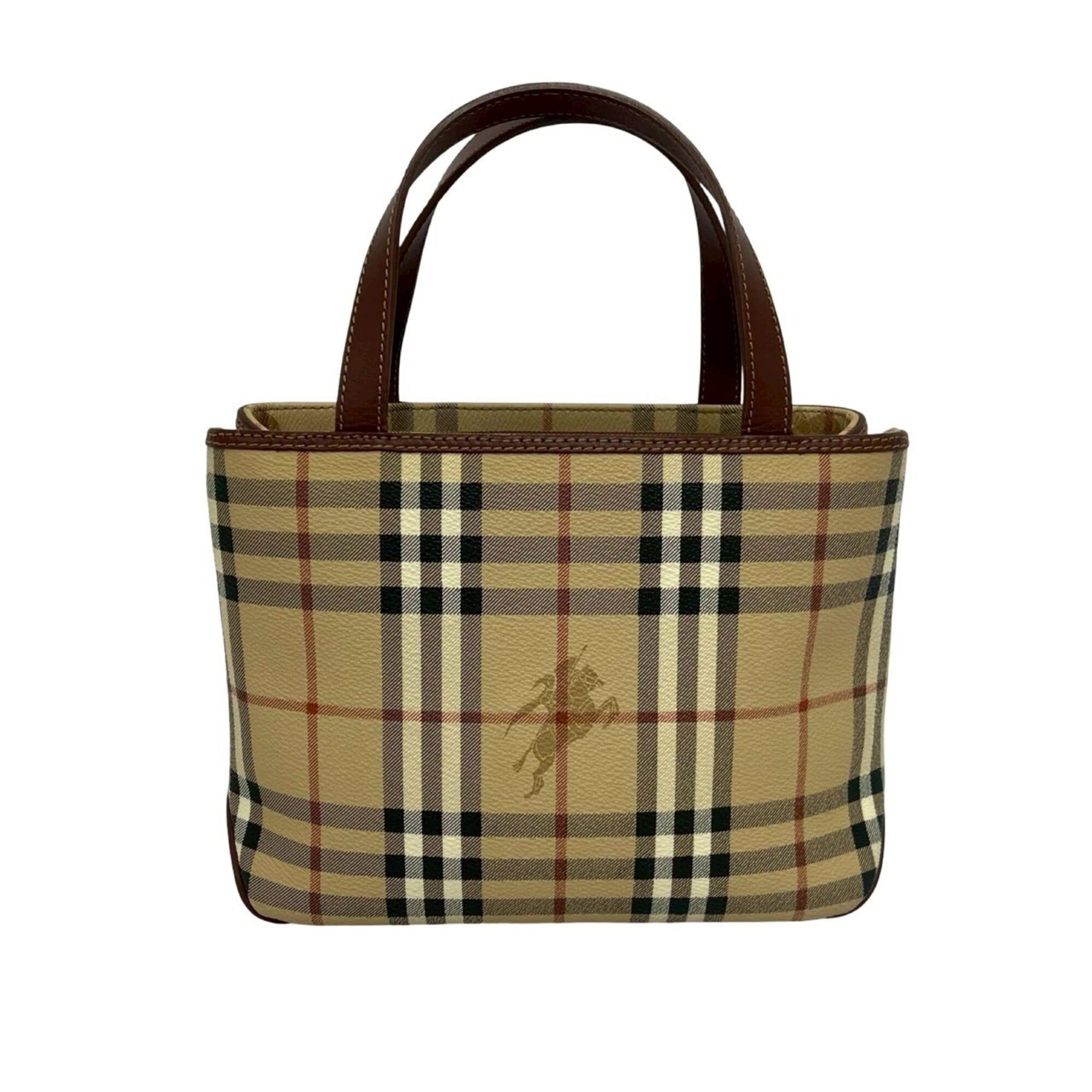 Burberry BURBERRY Nova Check Shadow Horse Pattern Leather Handbag Mini Tote Bag Brown Beige 1519d Size ONE SIZE - 3 Thumbnail