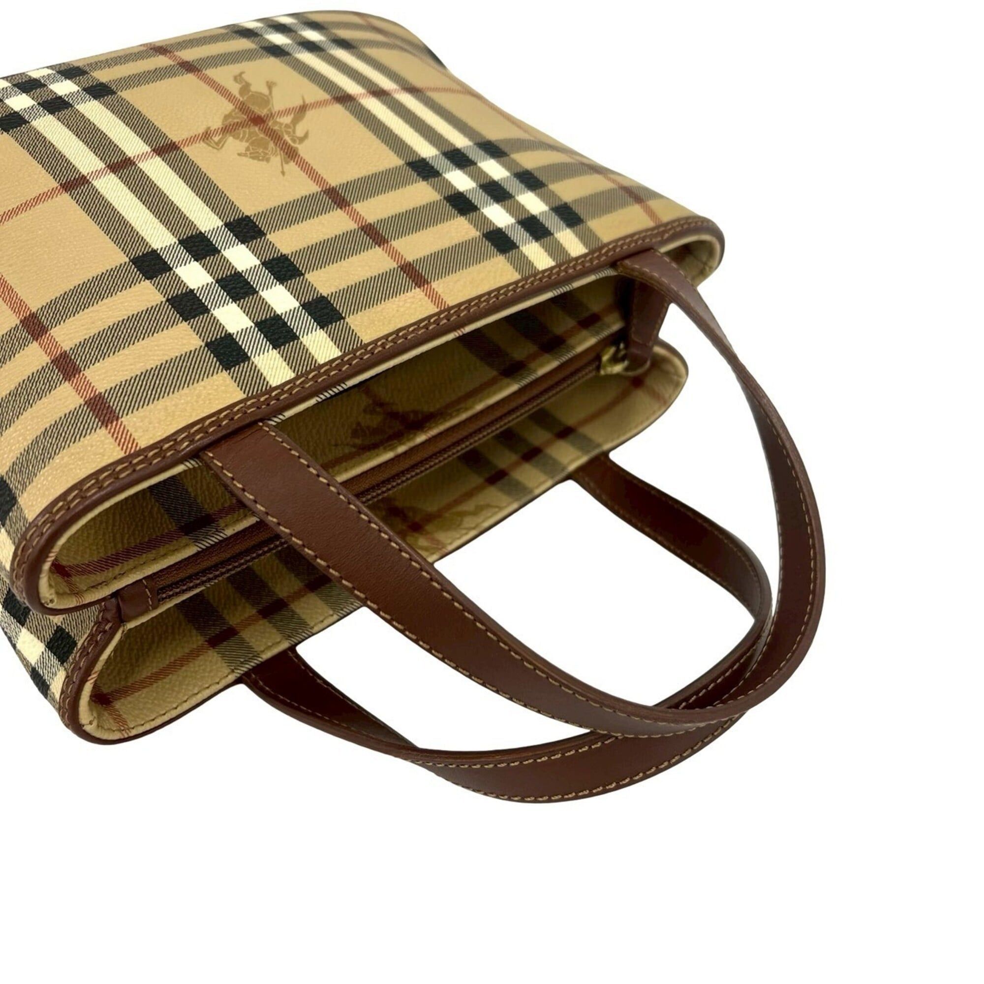 Burberry BURBERRY Nova Check Shadow Horse Pattern Leather Handbag Mini Tote Bag Brown Beige 1519d Size ONE SIZE - 4 Thumbnail