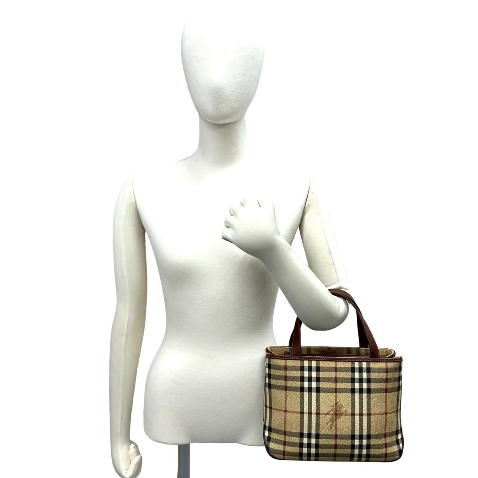 Burberry BURBERRY Nova Check Shadow Horse Pattern Leather Handbag Mini Tote Bag Brown Beige 1519d Size ONE SIZE - 2 Thumbnail