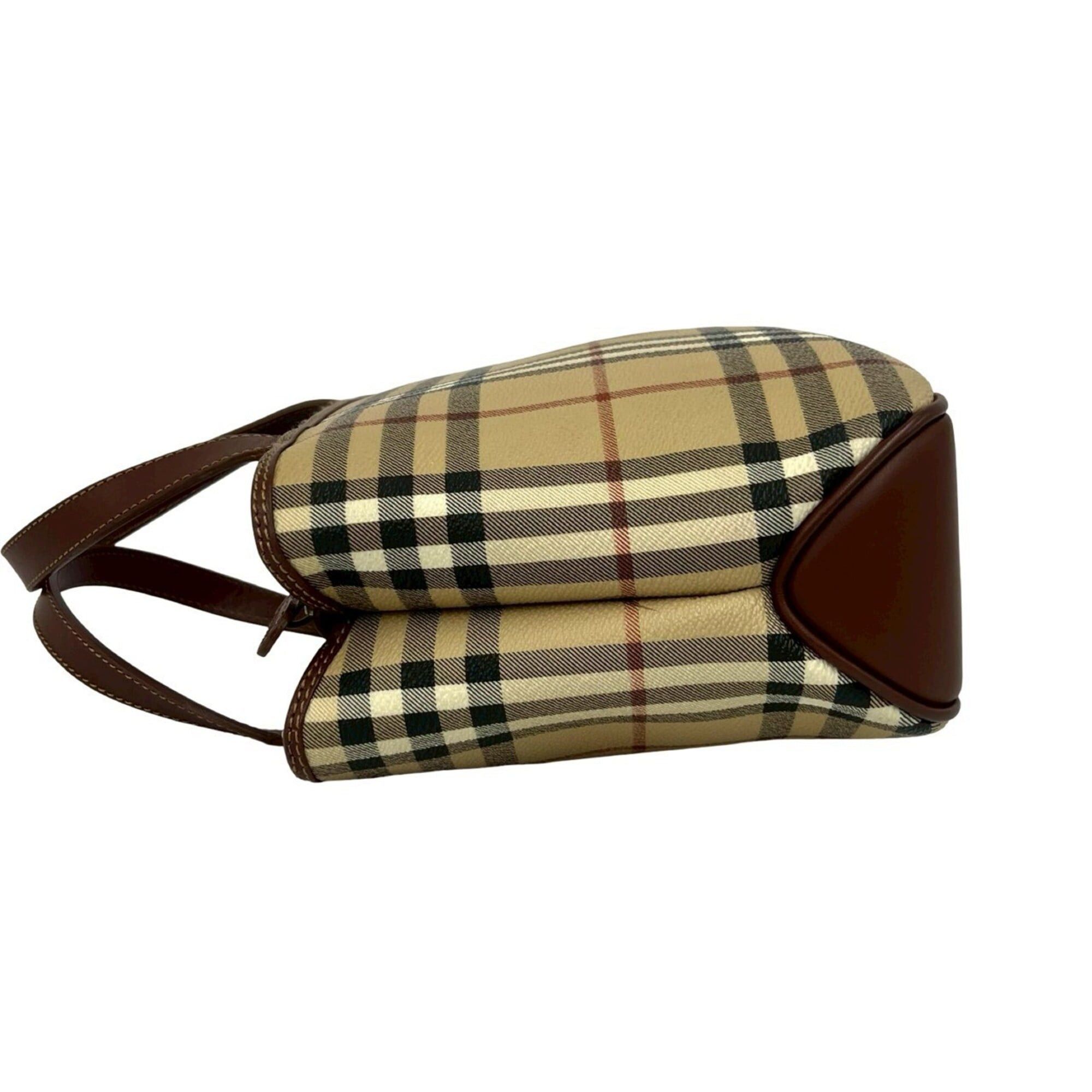 Burberry BURBERRY Nova Check Shadow Horse Pattern Leather Handbag Mini Tote Bag Brown Beige 1519d Size ONE SIZE - 5 Thumbnail