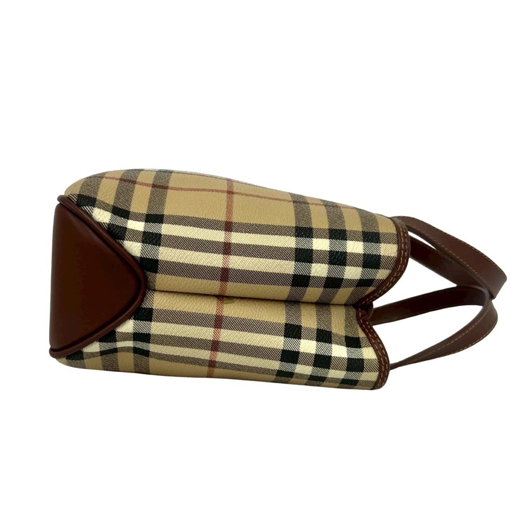 Burberry BURBERRY Nova Check Shadow Horse Pattern Leather Handbag Mini Tote Bag Brown Beige 1519d Size ONE SIZE - 6 Thumbnail