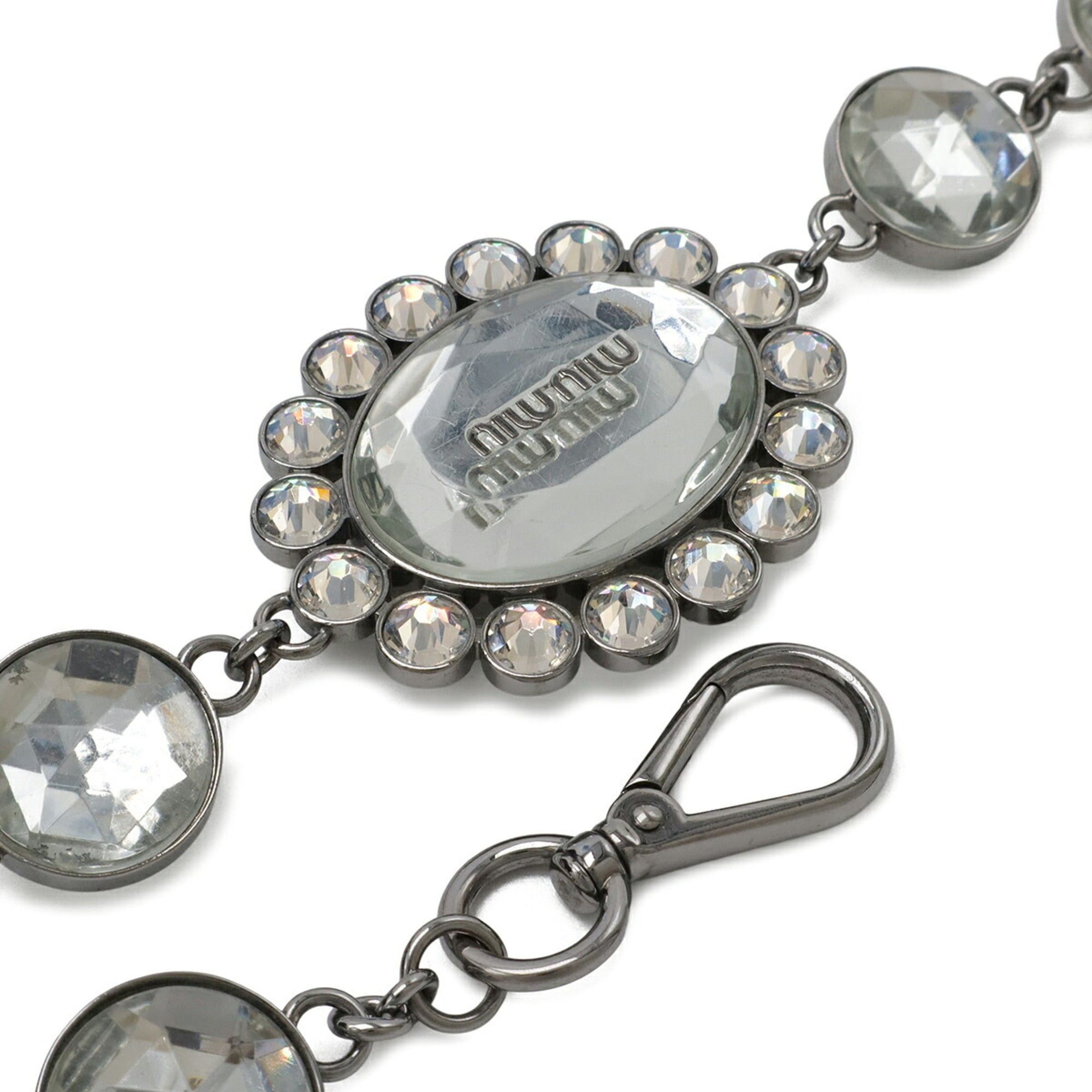 Miu Miu Miu Miu Miu Matelassé Nappa Crystal Bijou Gathered Handbag Shoulder Bag Leather Blue Size ONE SIZE - 7 Thumbnail
