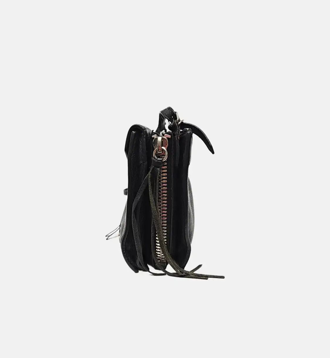 Balenciaga BALENCIAGA Papier black cowhide leather Motorcycle handbag shoulder bag silver h Size ONE SIZE - 3 Thumbnail