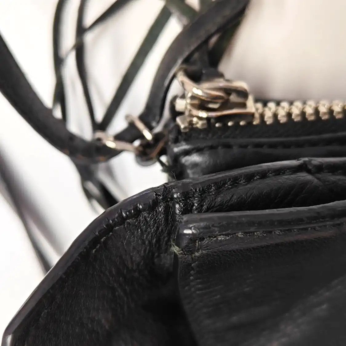 Balenciaga BALENCIAGA Papier black cowhide leather Motorcycle handbag shoulder bag silver h Size ONE SIZE - 12 Thumbnail