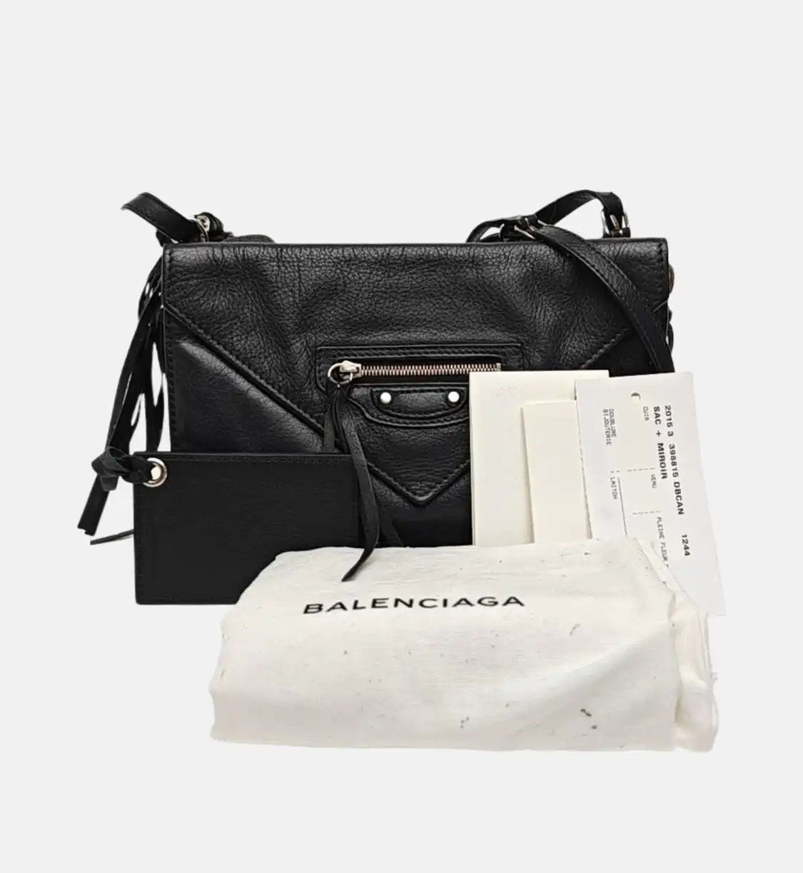 Balenciaga BALENCIAGA Papier black cowhide leather Motorcycle handbag shoulder bag silver h Size ONE SIZE - 8 Thumbnail