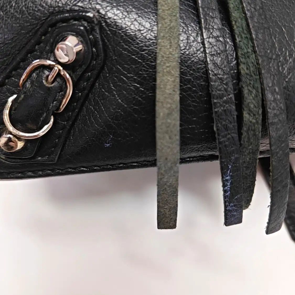 Balenciaga BALENCIAGA Papier black cowhide leather Motorcycle handbag shoulder bag silver h Size ONE SIZE - 9 Thumbnail