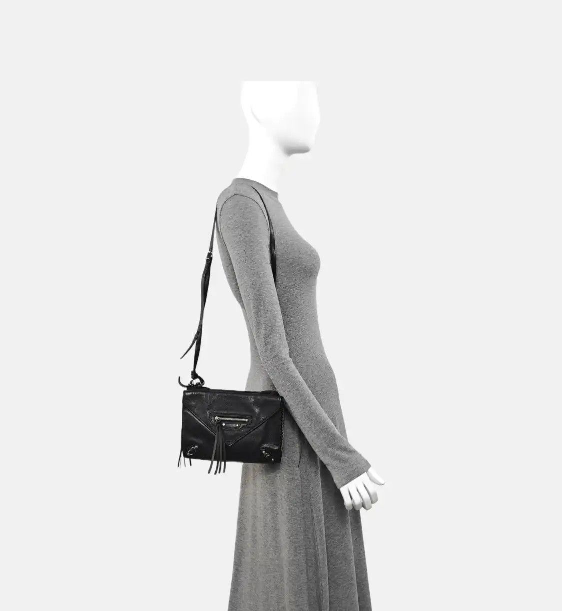 Balenciaga BALENCIAGA Papier black cowhide leather Motorcycle handbag shoulder bag silver h Size ONE SIZE - 2 Thumbnail
