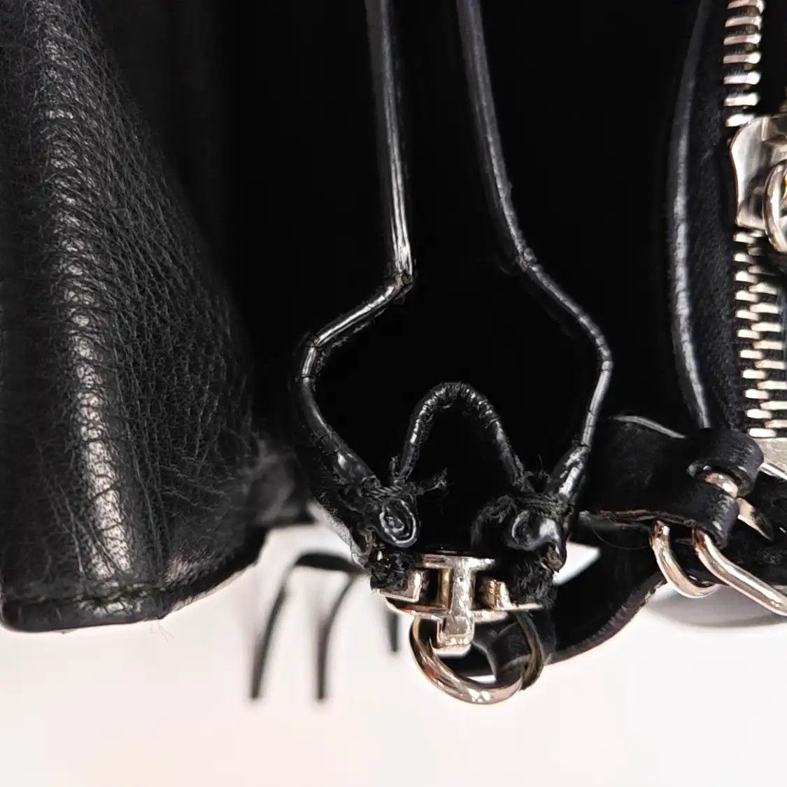 Balenciaga BALENCIAGA Papier black cowhide leather Motorcycle handbag shoulder bag silver h Size ONE SIZE - 18 Thumbnail