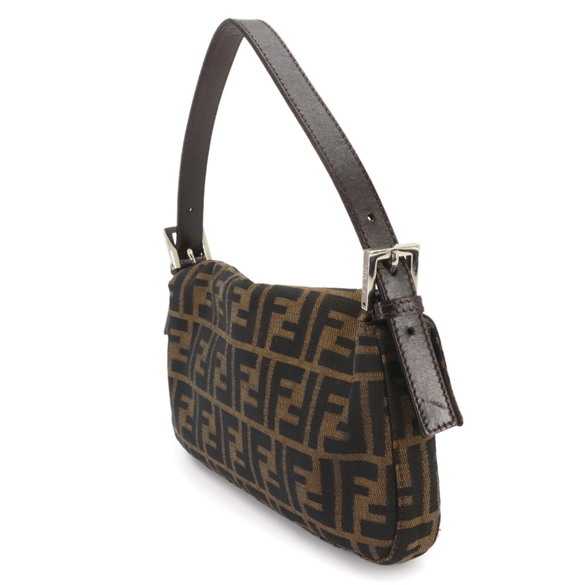 Fendi Fendi Zucca Mamma Baguette Shoulder Handbag, Canvas and Leather, Brown, 26424, Silver Hardware. Size ONE SIZE - 3 Thumbnail