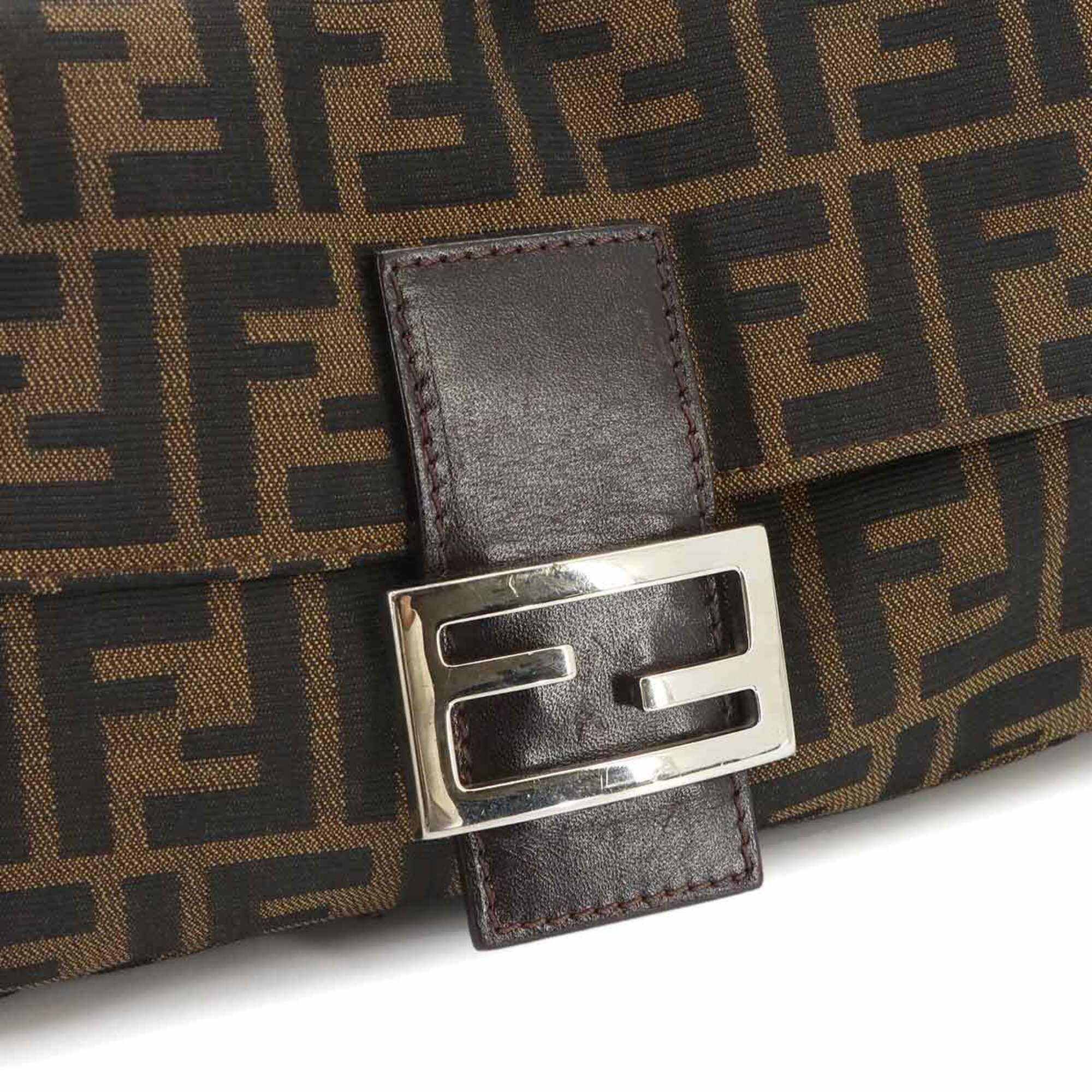 Fendi Fendi Zucca Mamma Baguette Shoulder Handbag, Canvas and Leather, Brown, 26424, Silver Hardware. Size ONE SIZE - 9 Thumbnail