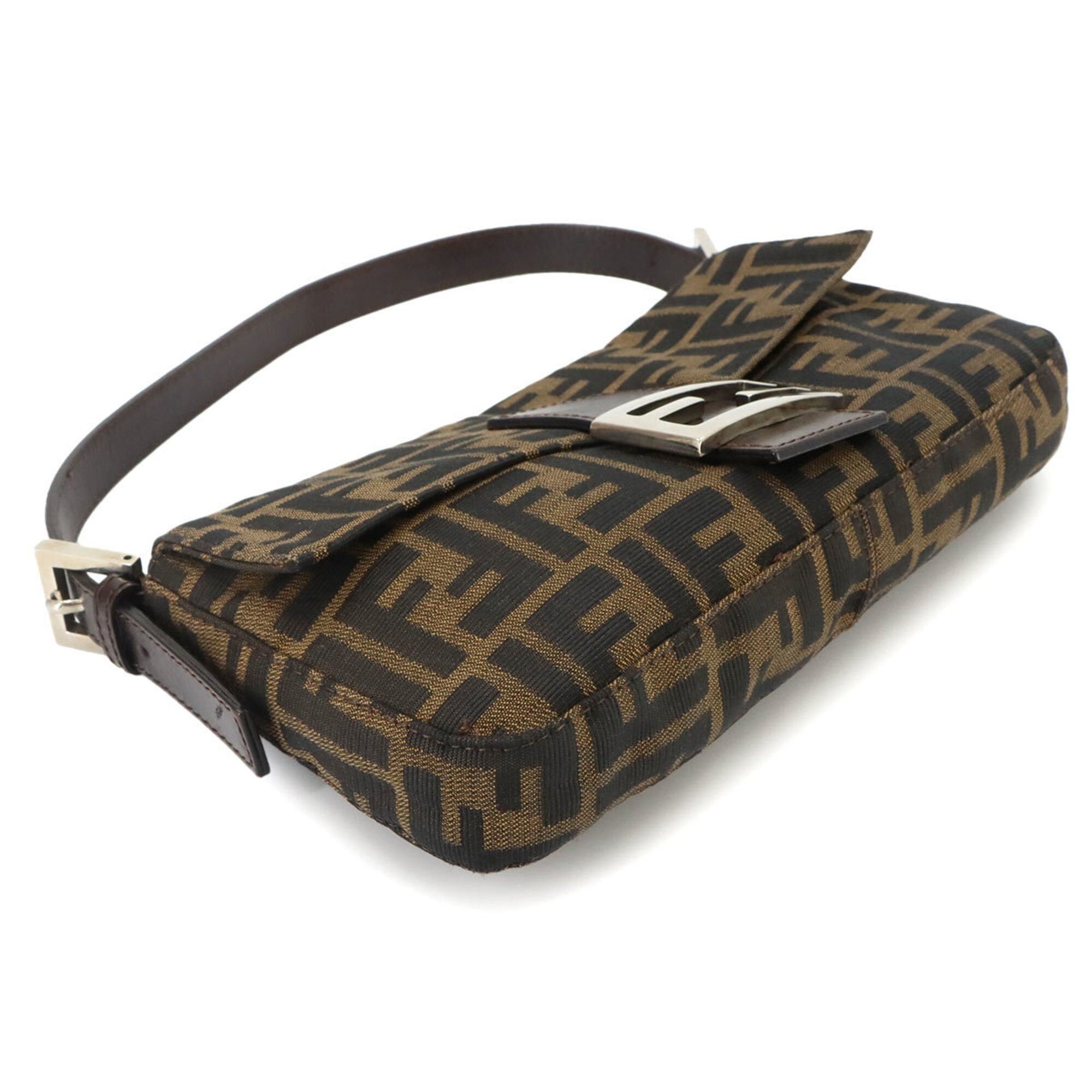 Fendi Fendi Zucca Mamma Baguette Shoulder Handbag, Canvas and Leather, Brown, 26424, Silver Hardware. Size ONE SIZE - 4 Thumbnail