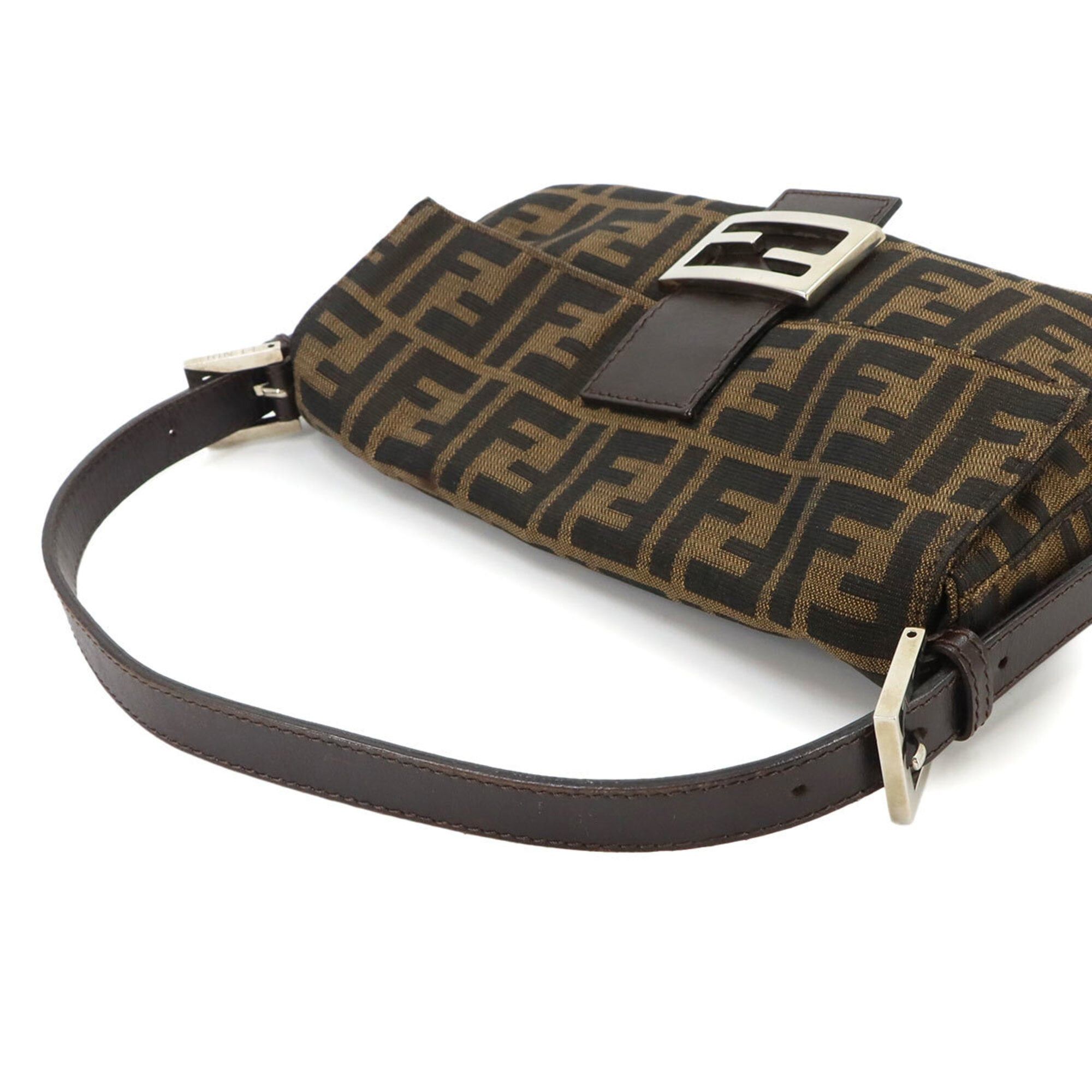 Fendi Fendi Zucca Mamma Baguette Shoulder Handbag, Canvas and Leather, Brown, 26424, Silver Hardware. Size ONE SIZE - 5 Thumbnail