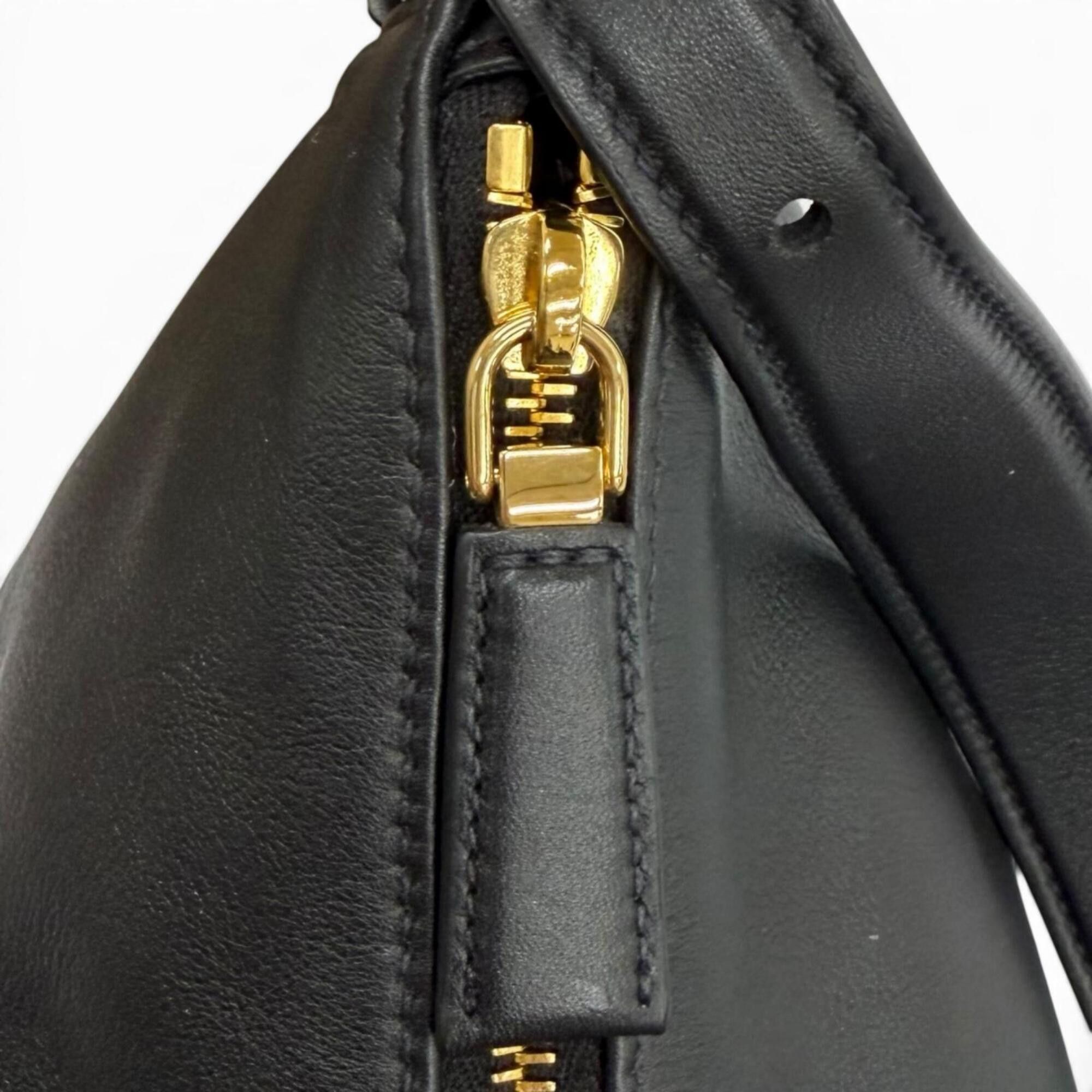 Prada PRADA 1BC228 Prada Aimé Large Soft Grain Leather Shoulder Bag with Clochette, Triangle Logo, Black, Made in Italy, Women's, Dust Size ONE SIZE - 3 Thumbnail