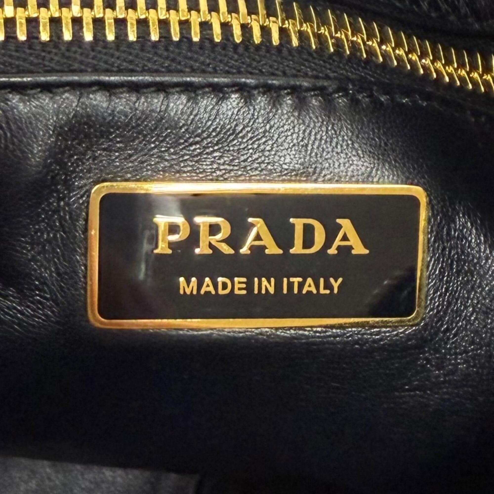 Prada PRADA 1BC228 Prada Aimé Large Soft Grain Leather Shoulder Bag with Clochette, Triangle Logo, Black, Made in Italy, Women's, Dust Size ONE SIZE - 4 Thumbnail