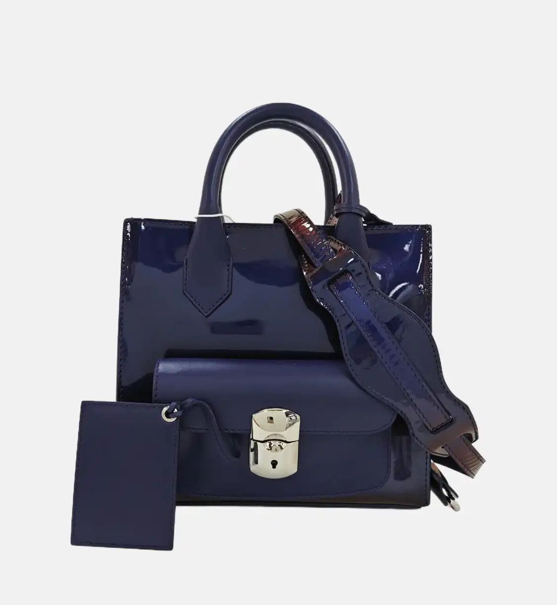 Balenciaga BALENCIAGA Padlock Work blue cowhide leather shoulder bag handbag crossbody bag Size ONE SIZE - 8 Thumbnail