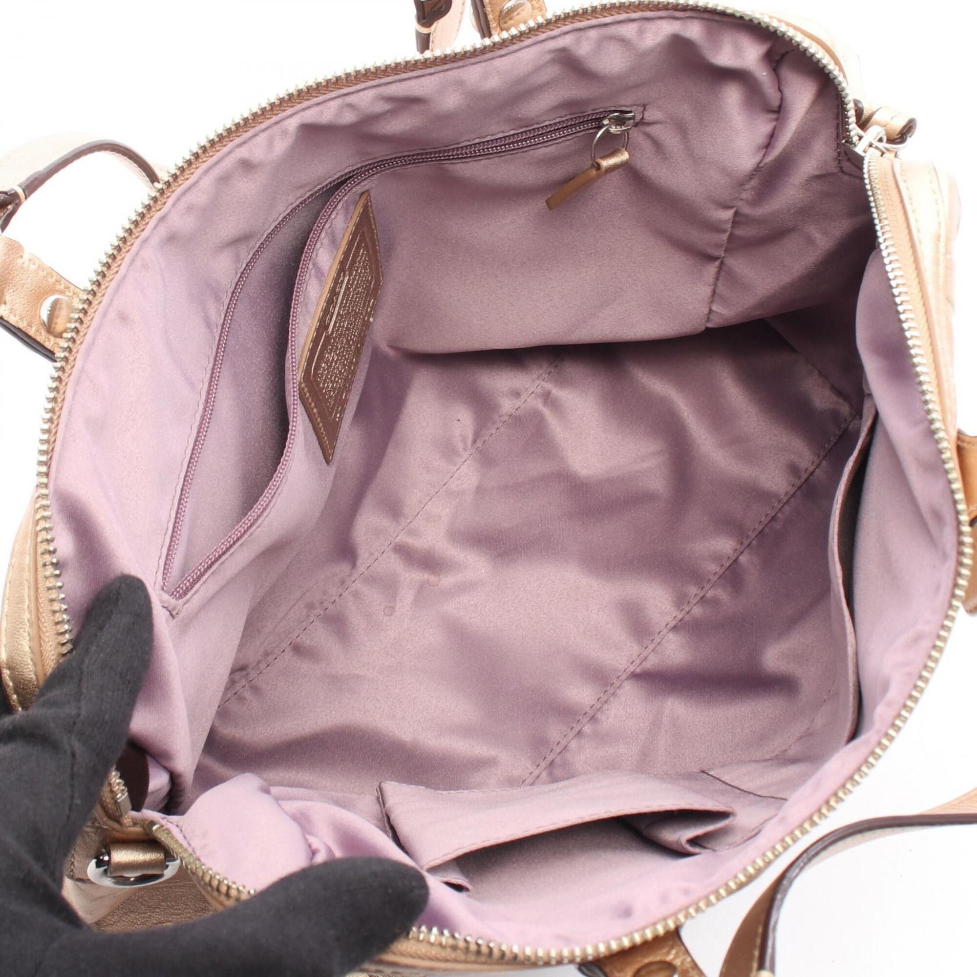 Coach Coach Signature 2-Way Handbag, Leather, Women's, Gold Tone, F17992 Size ONE SIZE - 3 Thumbnail