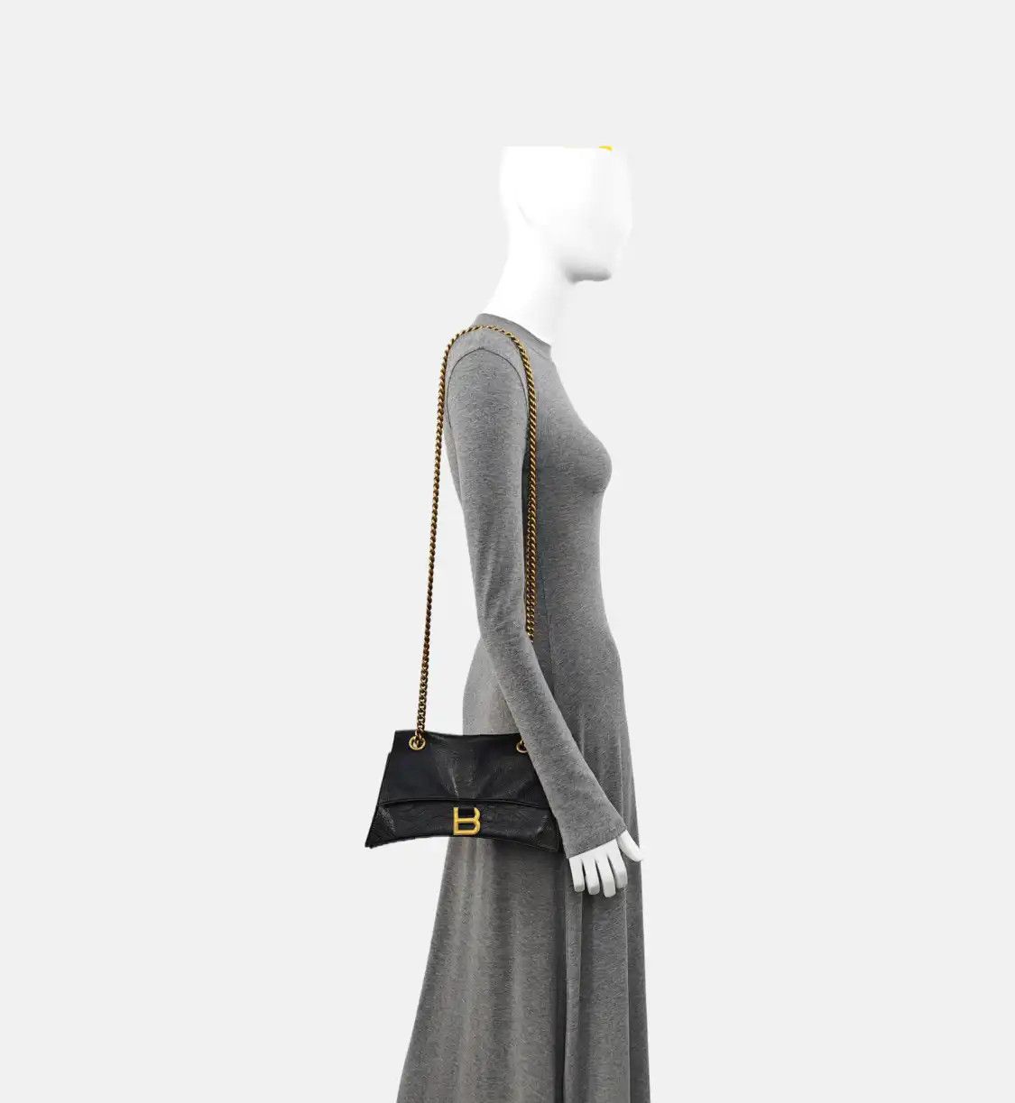 Balenciaga BALENCIAGA Crush Small black cowhide leather shoulder bag gold hardware Size ONE SIZE - 2 Thumbnail