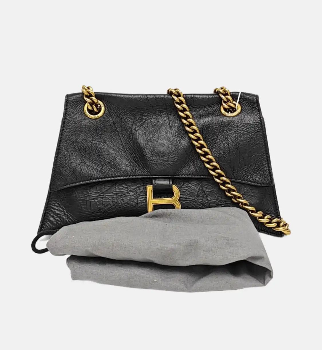 Balenciaga BALENCIAGA Crush Small black cowhide leather shoulder bag gold hardware Size ONE SIZE - 8 Thumbnail