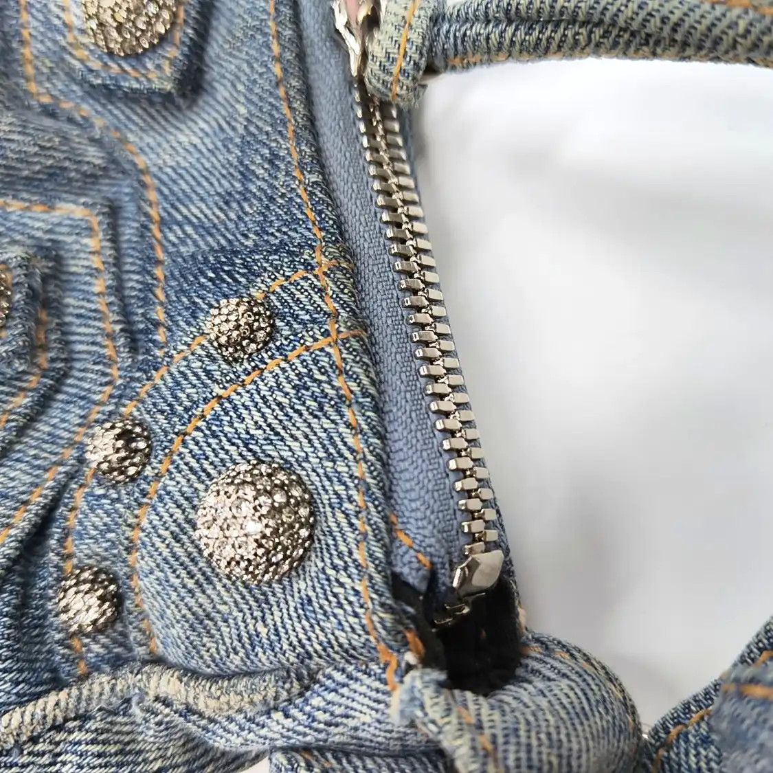 Balenciaga BALENCIAGA Le Cagole blue denim stud fringe Motorcycle shoulder bag distressed s Size ONE SIZE - 13 Thumbnail