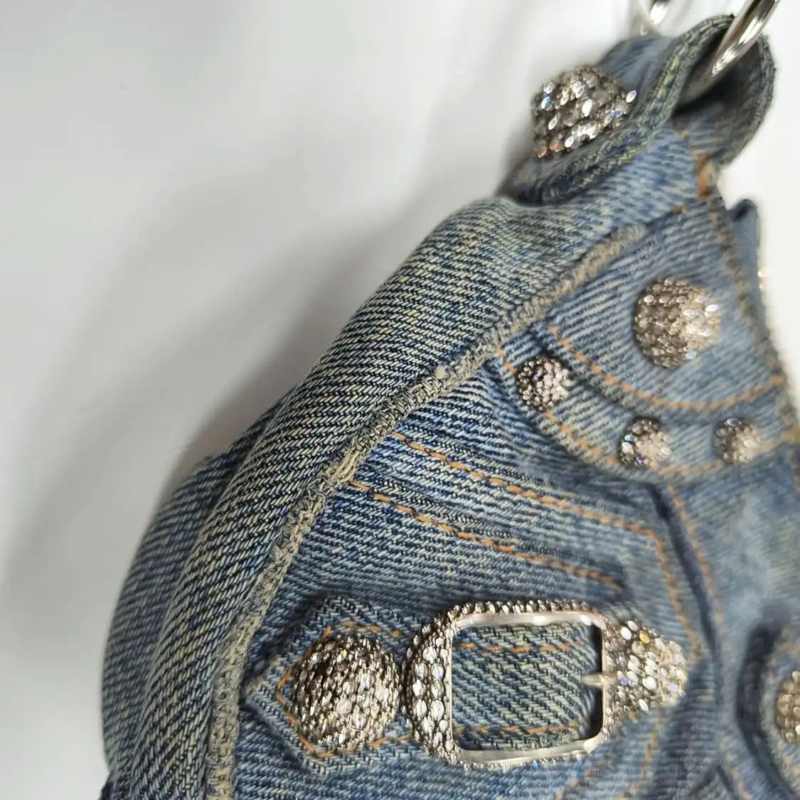 Balenciaga BALENCIAGA Le Cagole blue denim stud fringe Motorcycle shoulder bag distressed s Size ONE SIZE - 11 Thumbnail