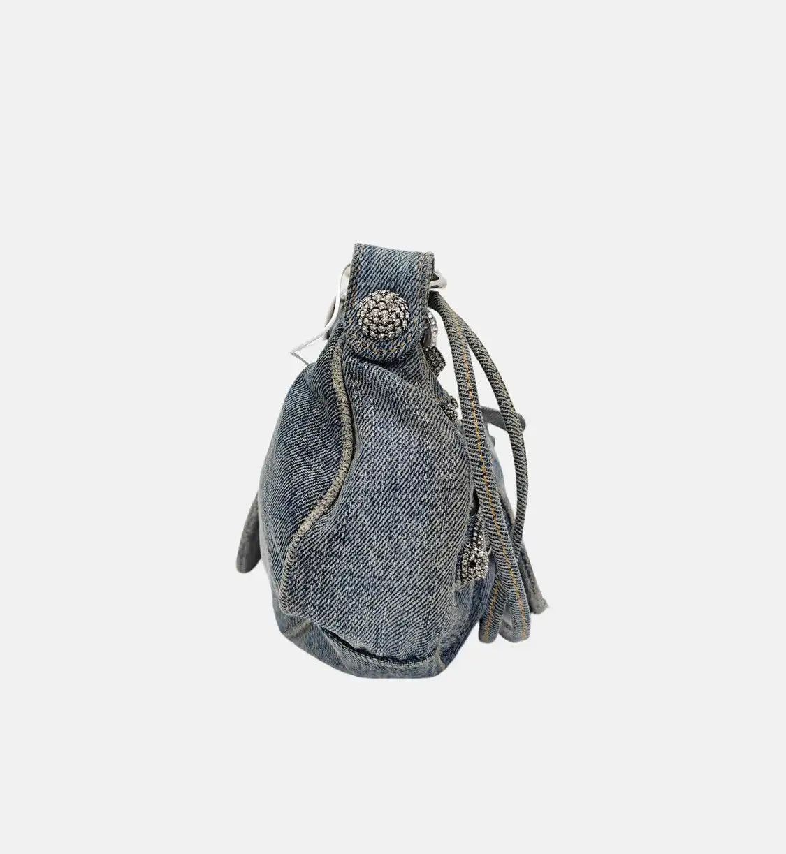 Balenciaga BALENCIAGA Le Cagole blue denim stud fringe Motorcycle shoulder bag distressed s Size ONE SIZE - 4 Thumbnail