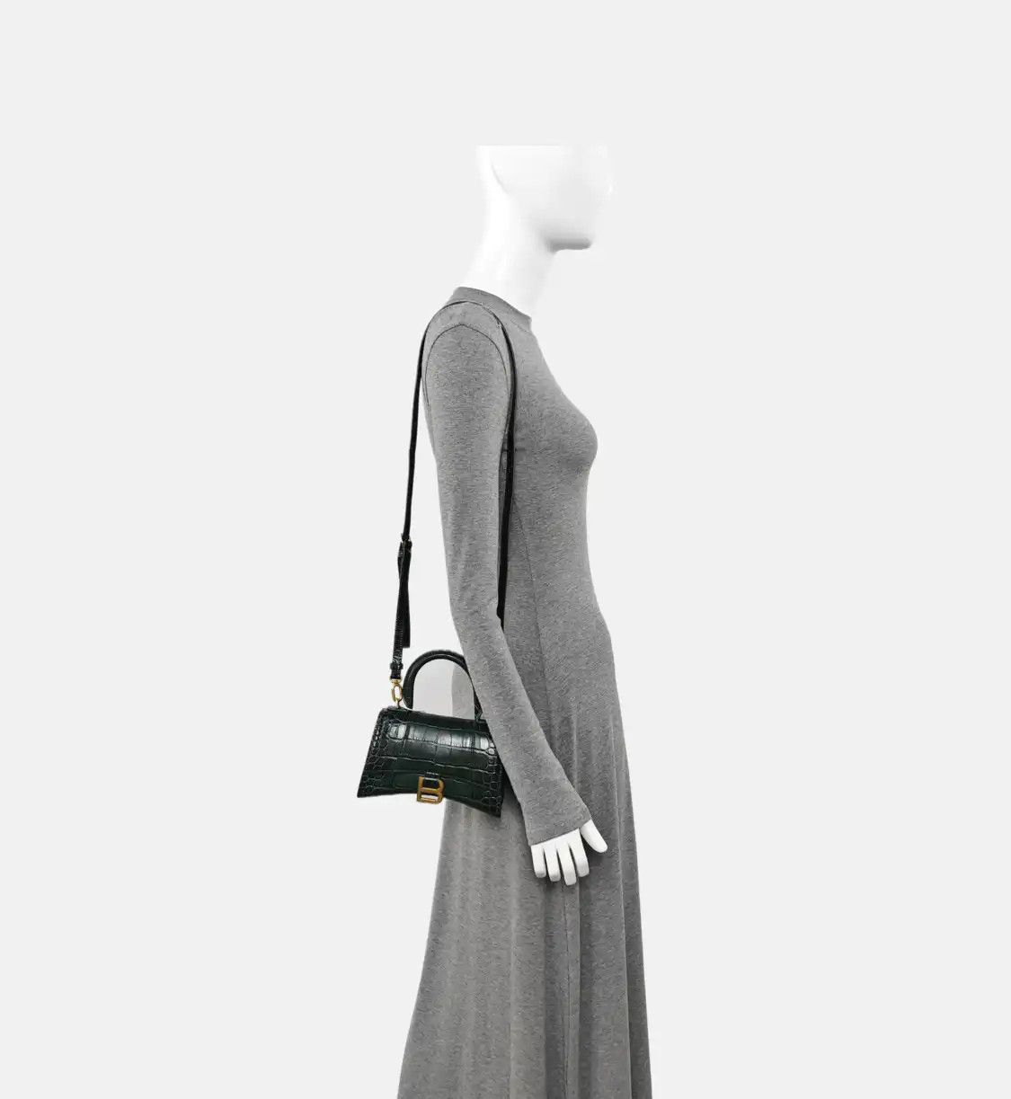 Balenciaga BALENCIAGA Hourglass ultra Small dark greencowhide leather crocodile Hourglass s Size ONE SIZE - 2 Thumbnail