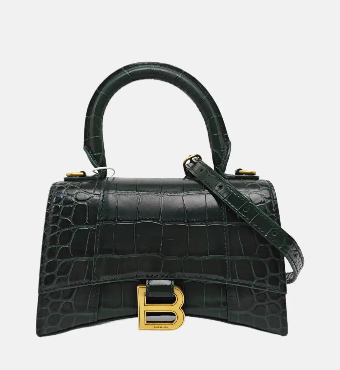 Balenciaga BALENCIAGA Hourglass ultra Small dark greencowhide leather crocodile Hourglass s Size ONE SIZE - 8 Thumbnail