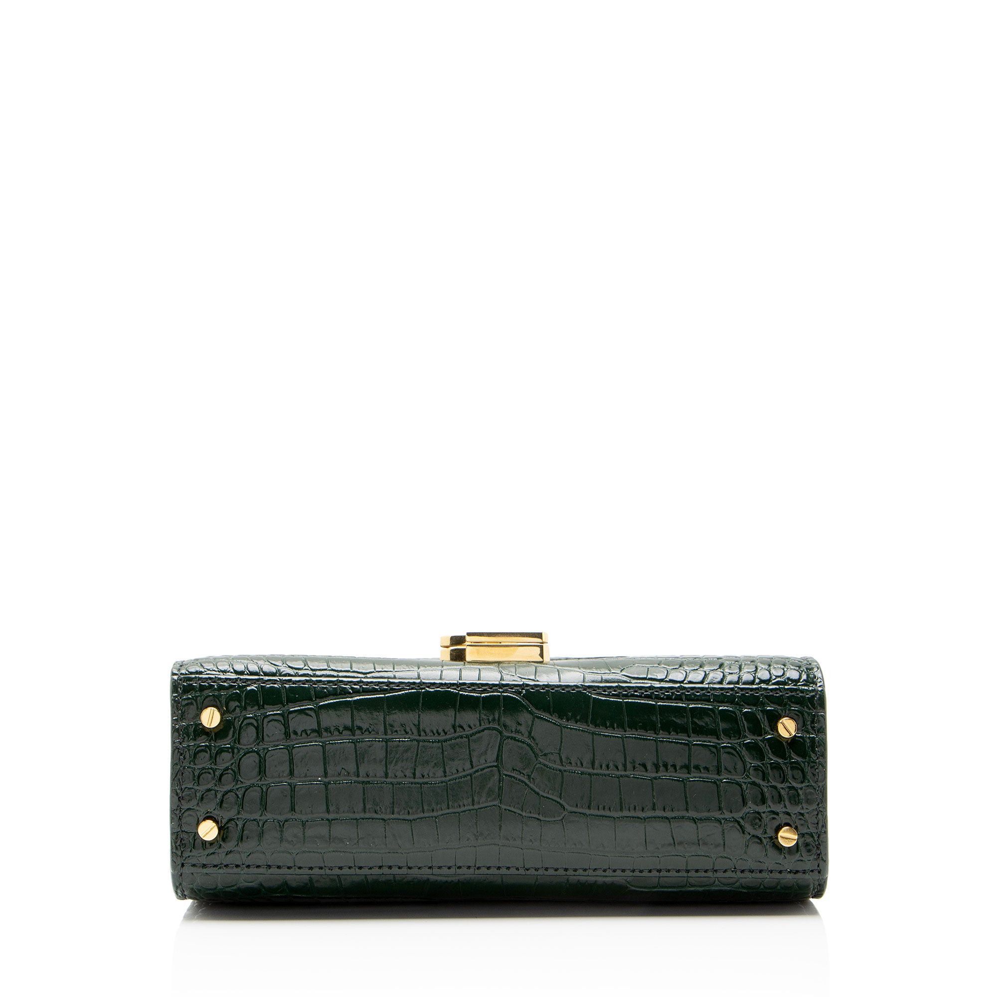 Saint Laurent Paris Saint Laurent Croc Embossed Leather Monogram Cassandra Mini Size ONE SIZE - 4 Thumbnail