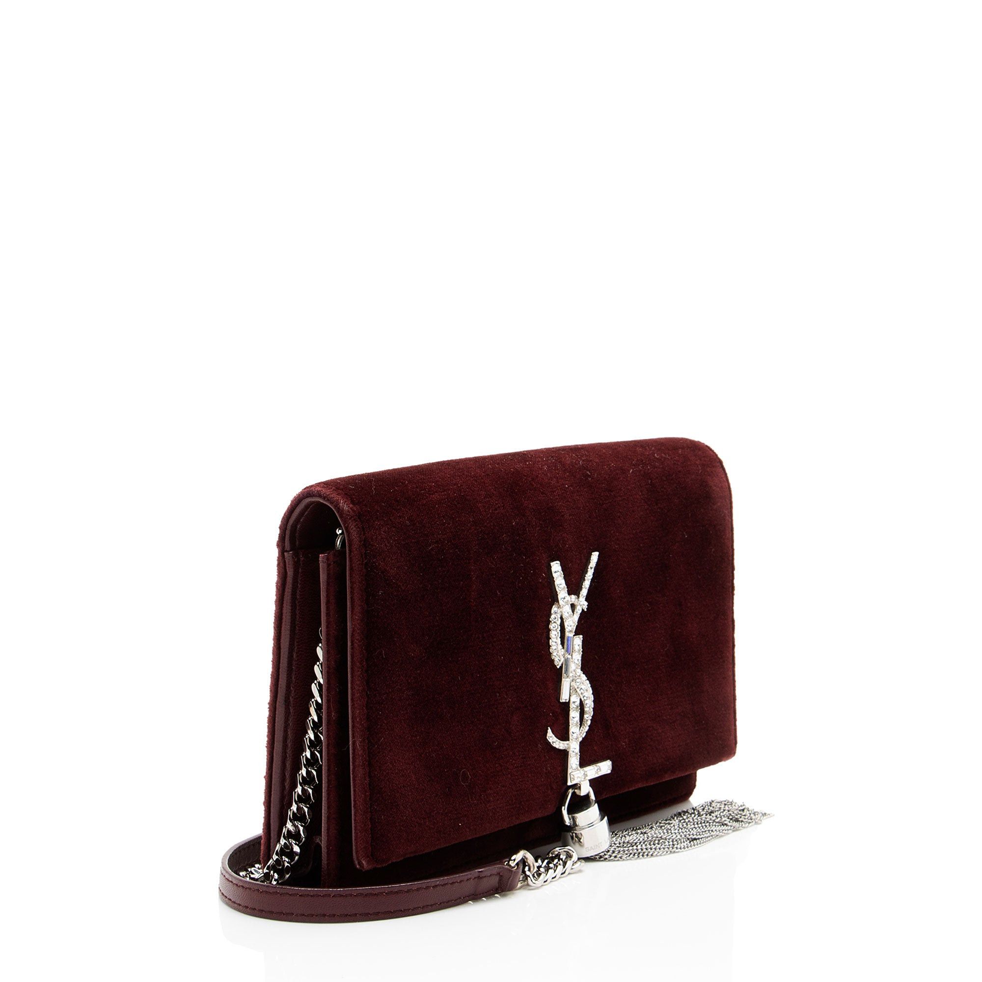 Saint Laurent Paris Saint Laurent Velvet Crystal Monogram Kate Tassel Chain Wall Size ONE SIZE - 2 Thumbnail