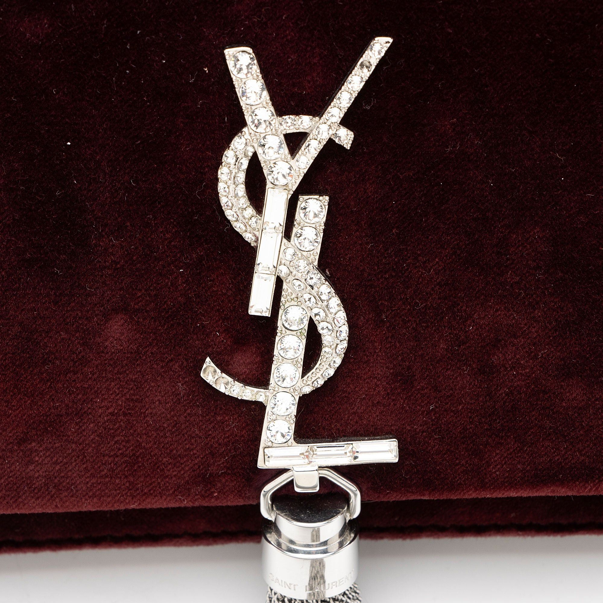 Saint Laurent Paris Saint Laurent Velvet Crystal Monogram Kate Tassel Chain Wall Size ONE SIZE - 9 Thumbnail