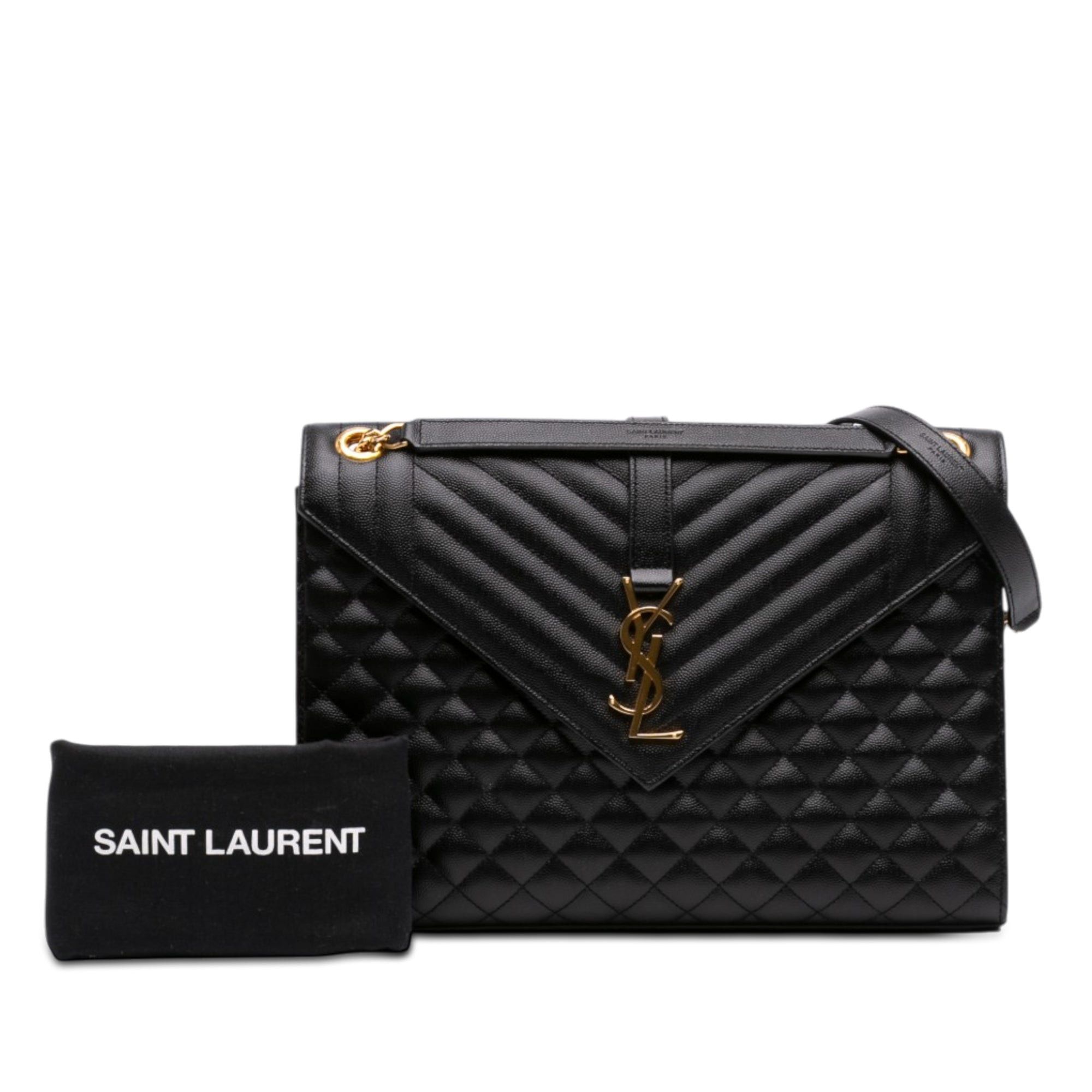 Saint Laurent Paris Grain De Poudre Triquilt Monogram Envelope Bag Size ONE SIZE - 7 Thumbnail